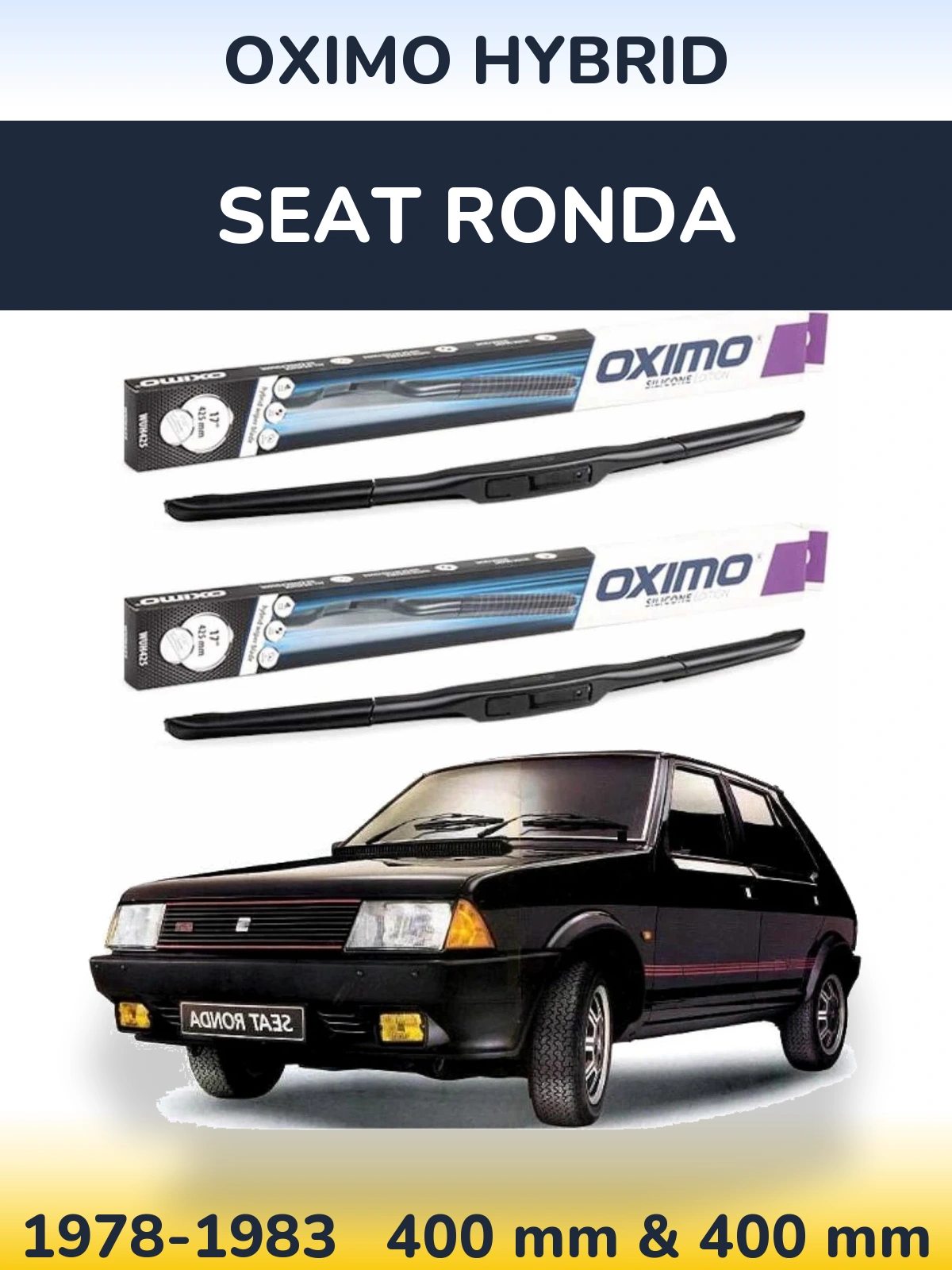 Front wiper blade set Oximo Hybrid 400 & 400 mm for SEAT Ronda 1978-1983
