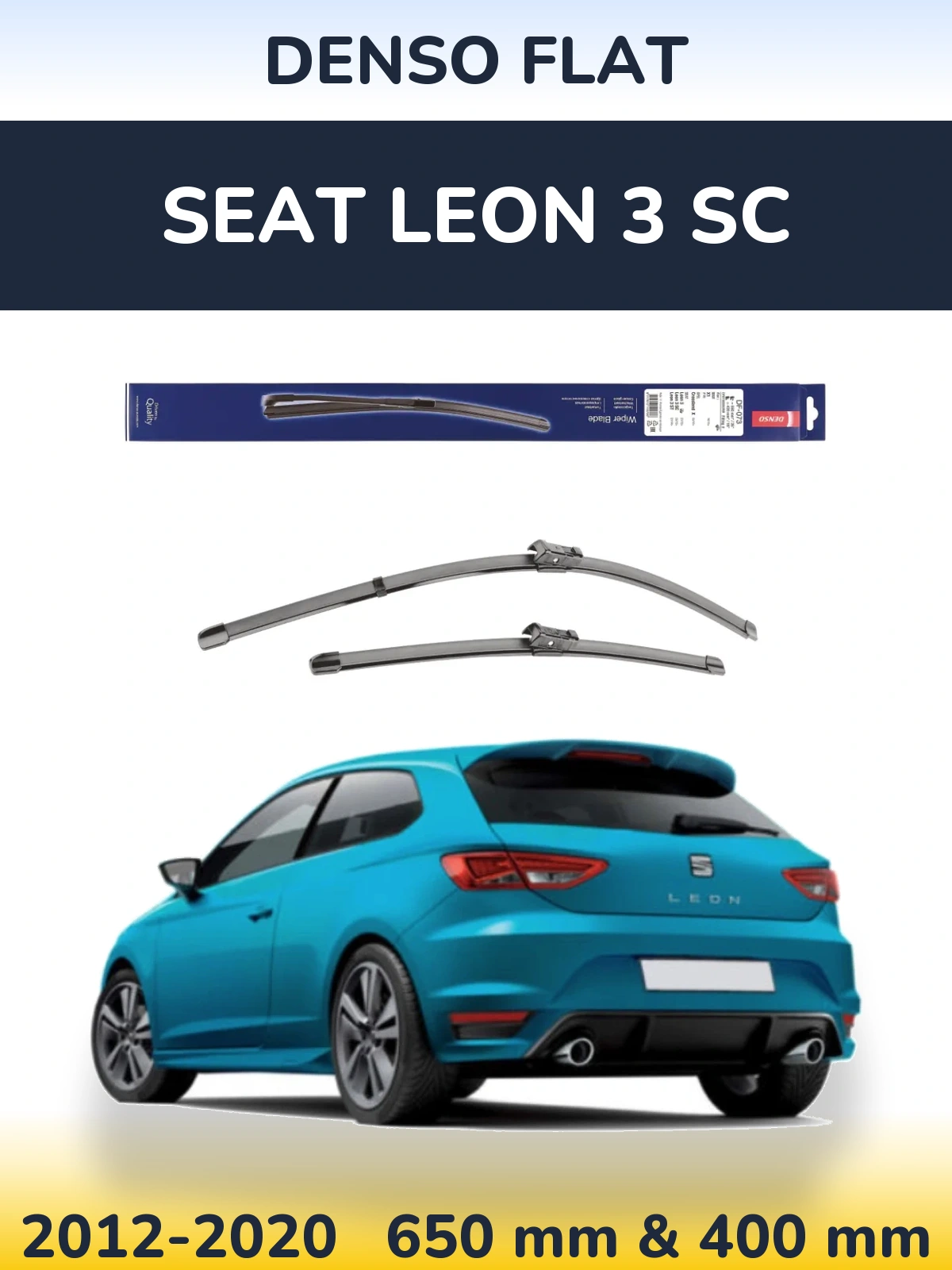 Front wiper blade set Denso Flat 650 & 400 mm for SEAT Leon 3 SC 2012-2020