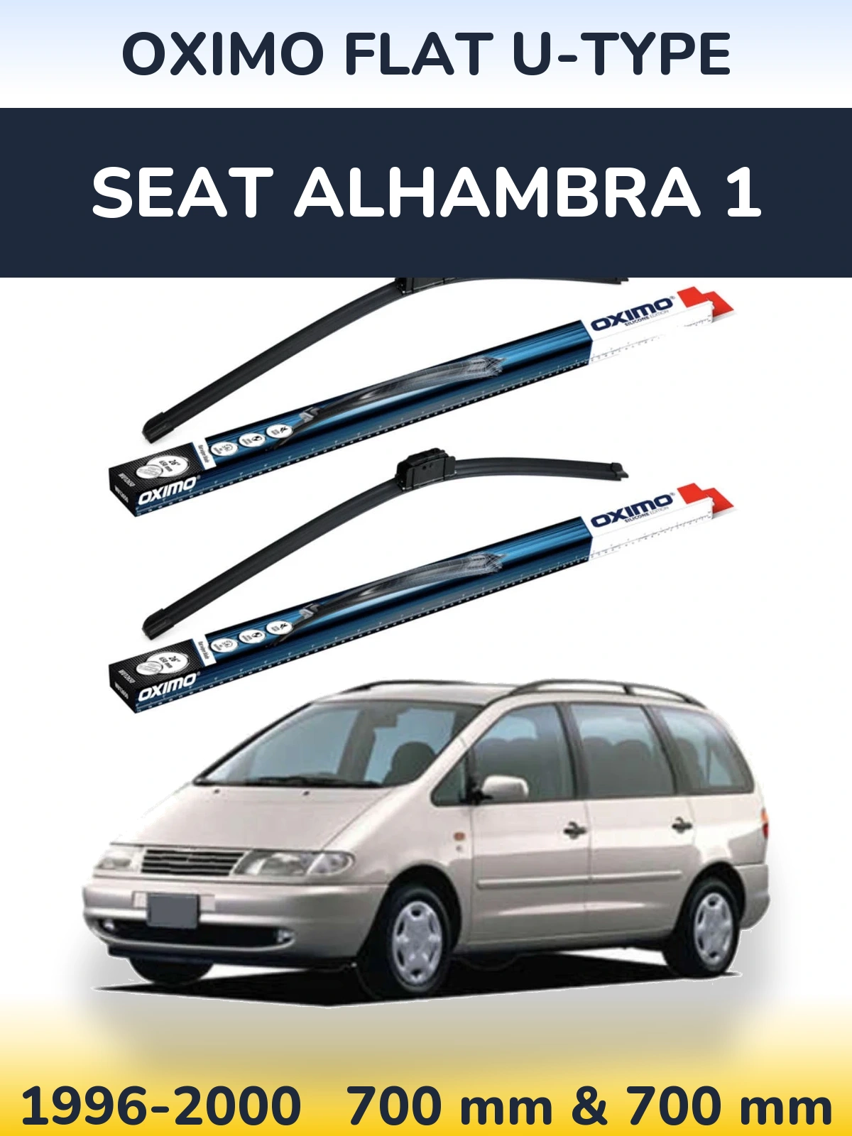 Комплект передних дворников Oximo Flat U-type 700 & 700 мм для SEAT Alhambra 1 1996-2000