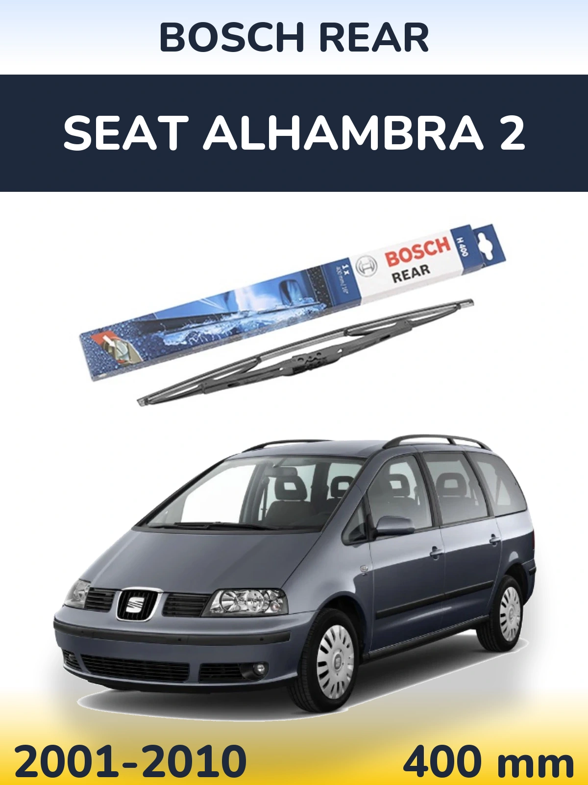 Rear wiper blade BOSCH Rear 400 mm for SEAT Alhambra 2 2001-2010
