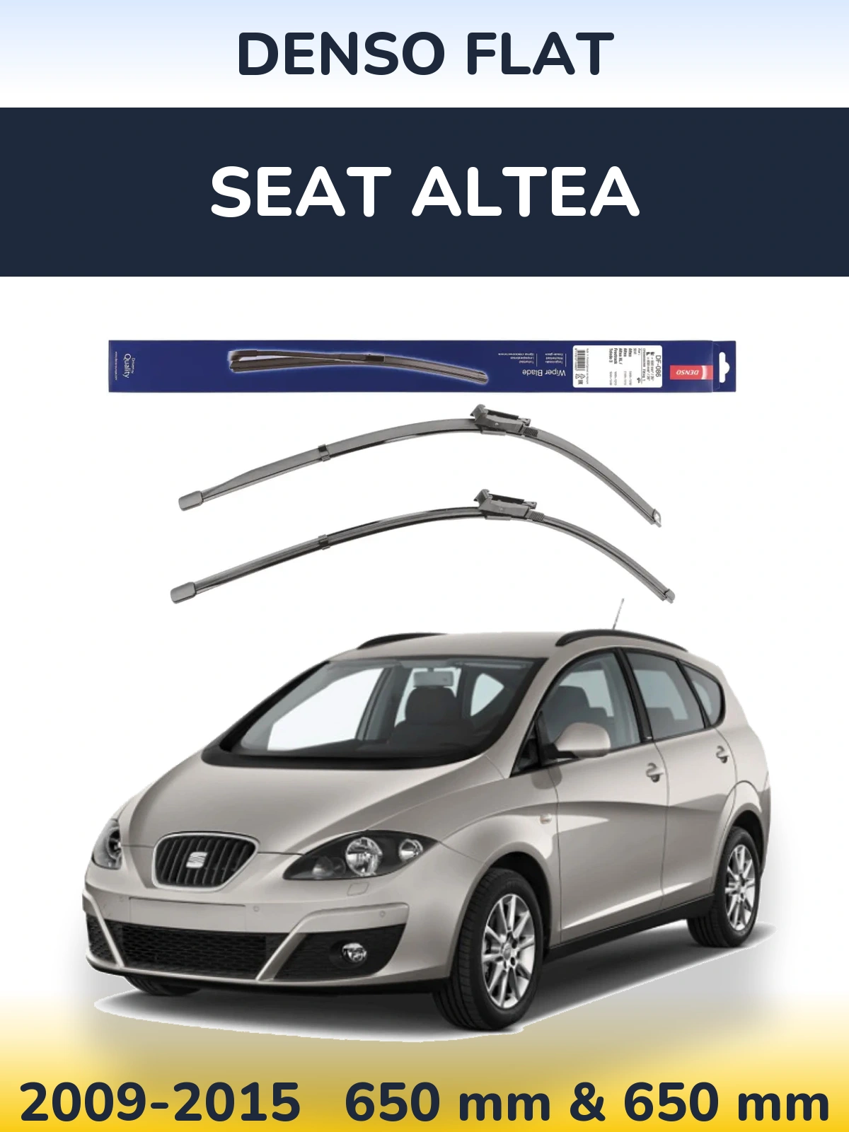 Комплект передних дворников Denso Flat 650 & 650 мм для SEAT Altea 2009-2015
