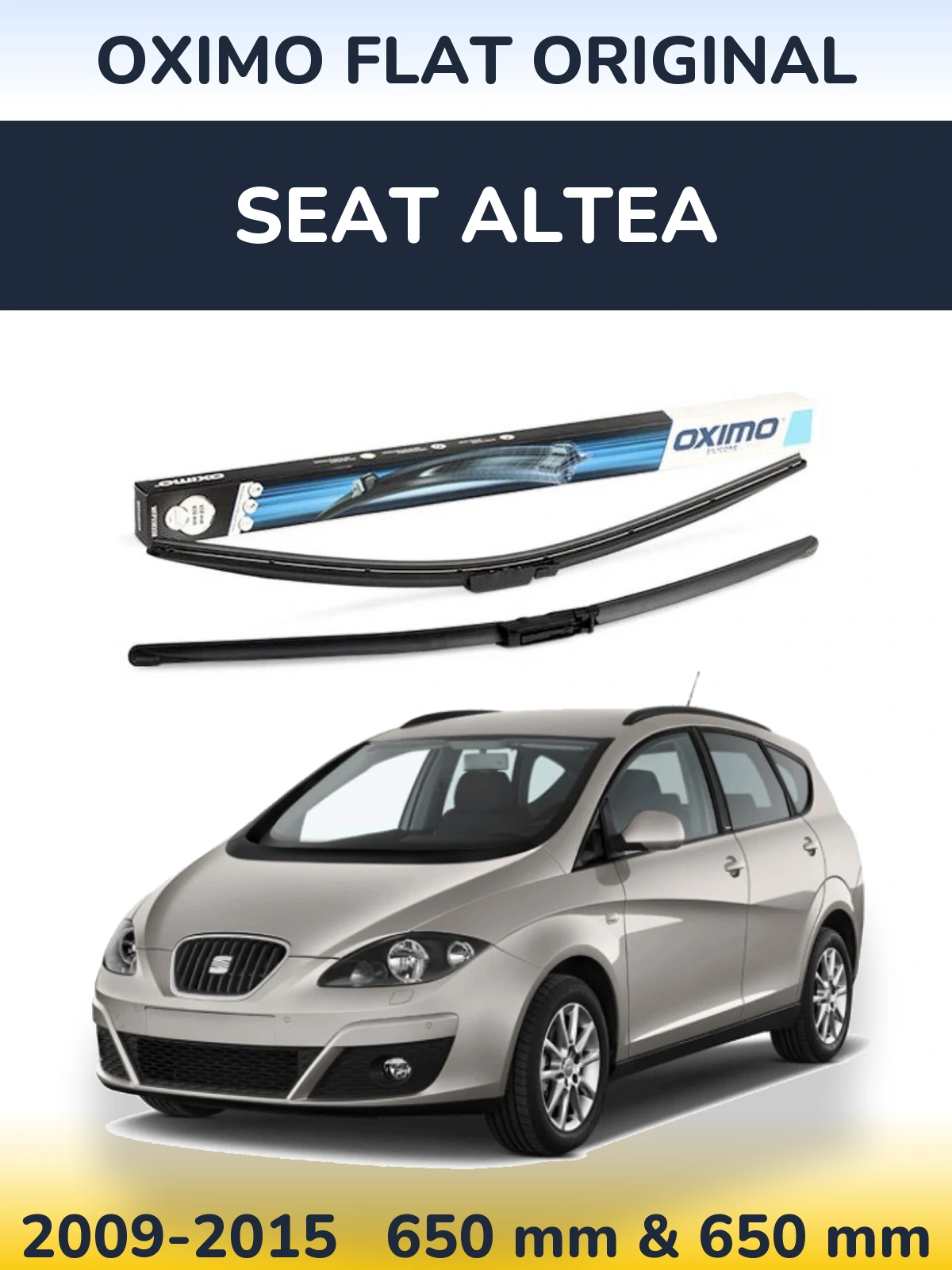 Front wiper blade set Oximo Flat Original 650 & 650 mm for SEAT Altea 2009-2015