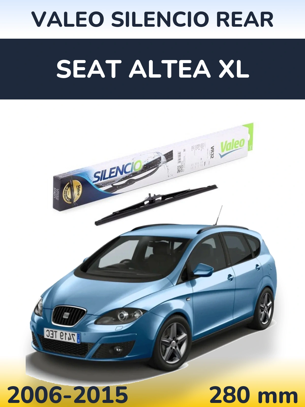 Rear wiper blade Valeo Silencio Rear 280 mm for SEAT Altea XL 2006-2015