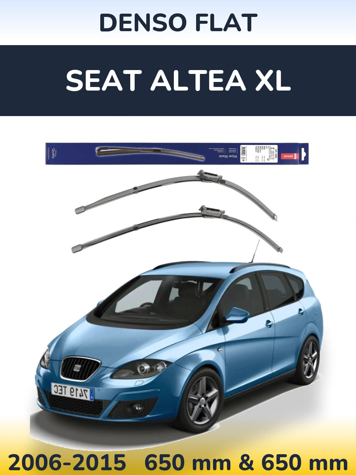 Front wiper blade set Denso Flat 650 & 650 mm for SEAT Altea XL 2006-2015