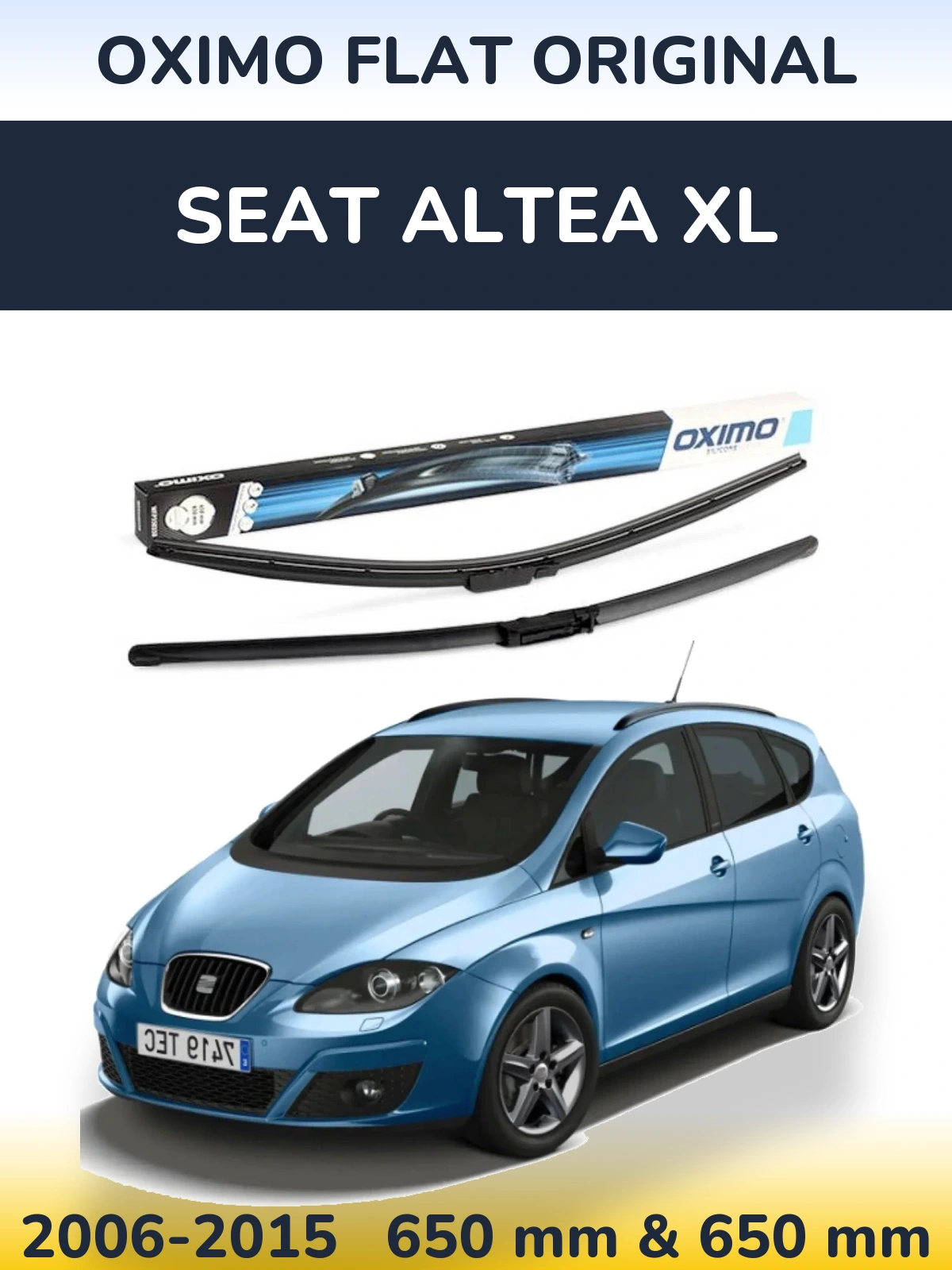 Front wiper blade set Oximo Flat Original 650 & 650 mm for SEAT Altea XL 2006-2015