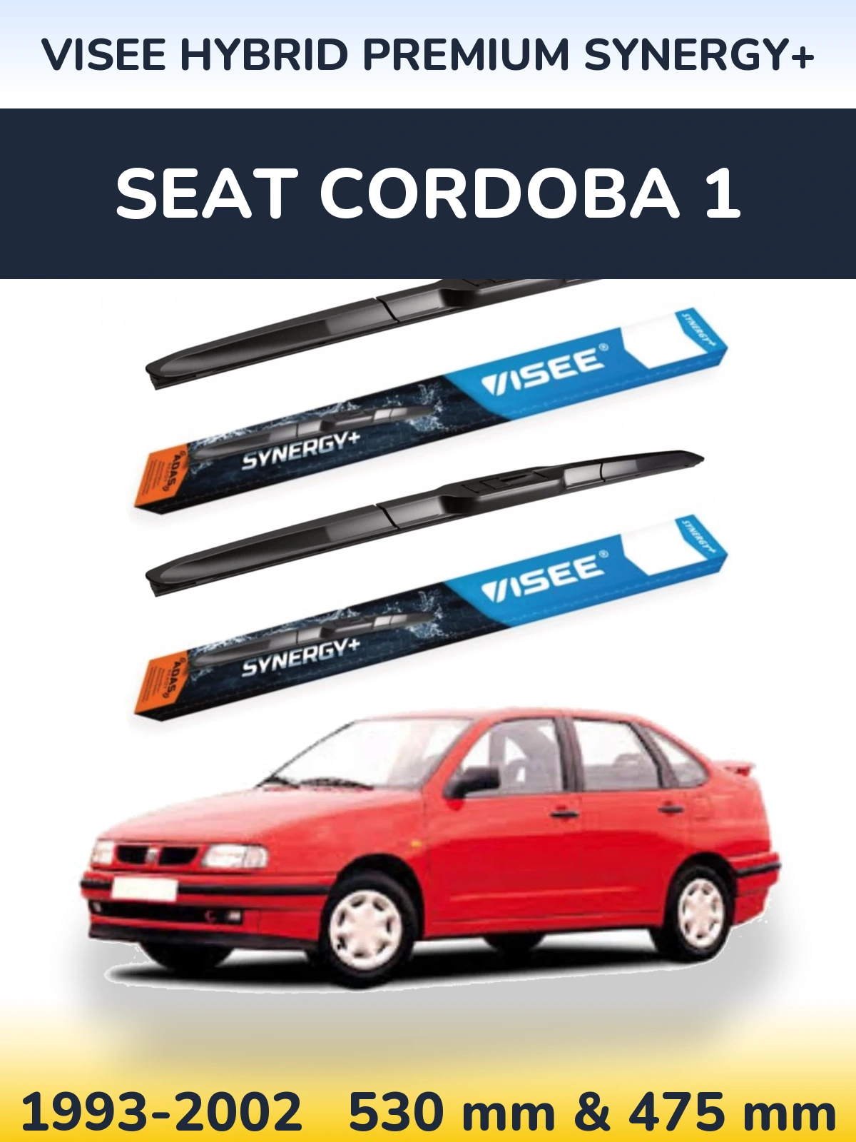 Комплект передних дворников VISEE HYBRID PREMIUM SYNERGY+ 530 & 475 мм для SEAT Cordoba 1 1993-2002
