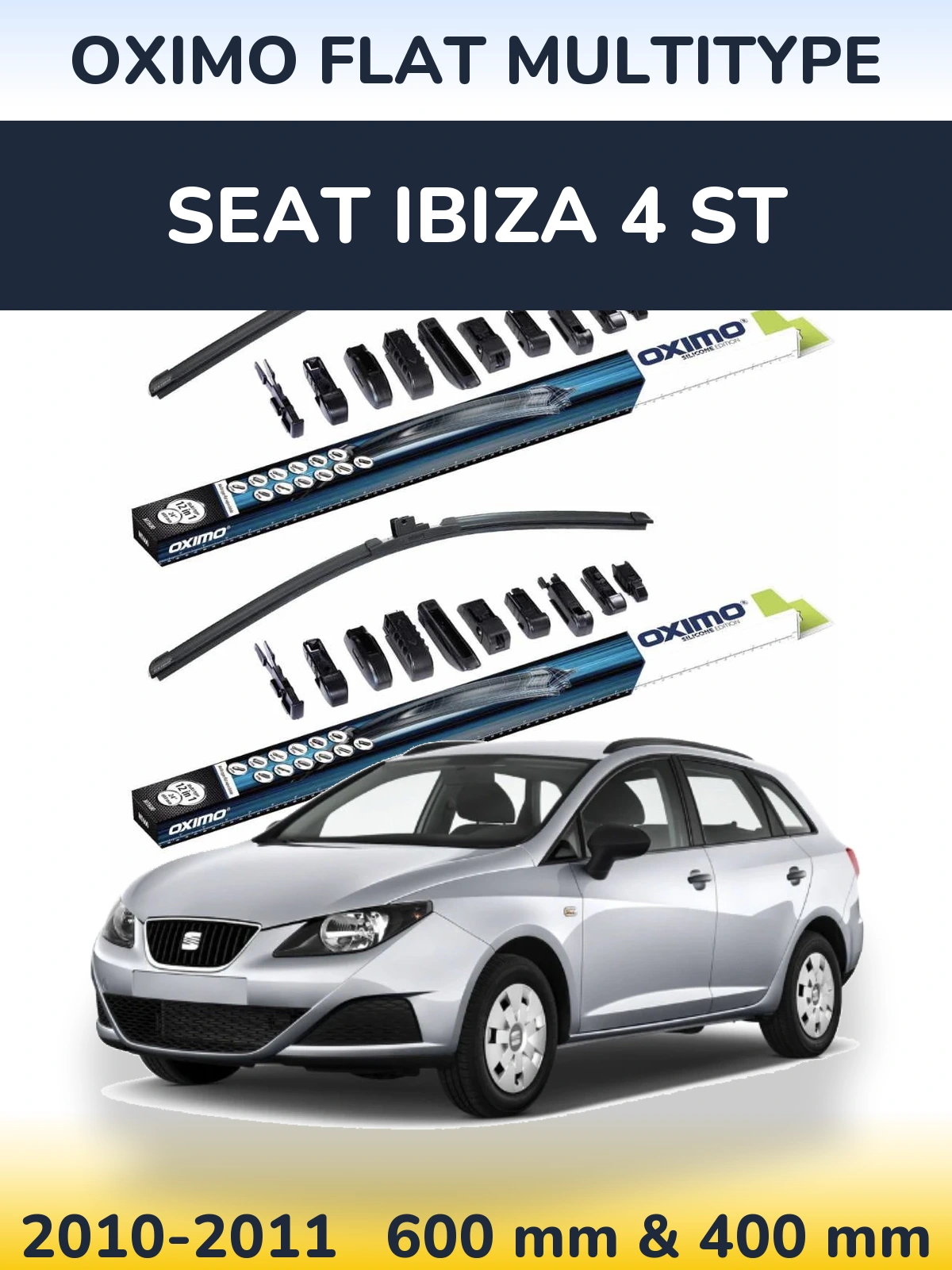 Комплект передних дворников Oximo Flat MultiТипe 600 & 400 мм для SEAT Ibiza 4 ST 2010-2011