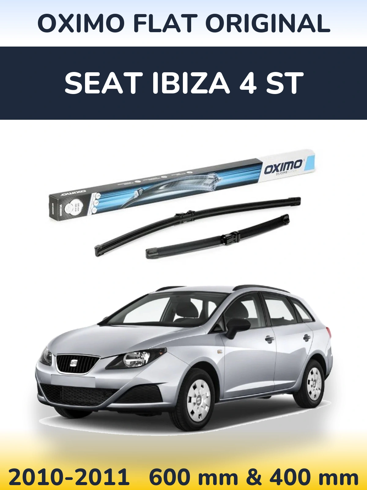 Front wiper blade set Oximo Flat Original 600 & 400 mm for SEAT Ibiza 4 ST 2010-2011