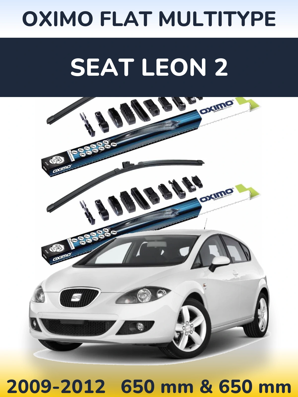 Комплект передних дворников Oximo Flat MultiТипe 650 & 650 мм для SEAT Leon 2 2009-2012