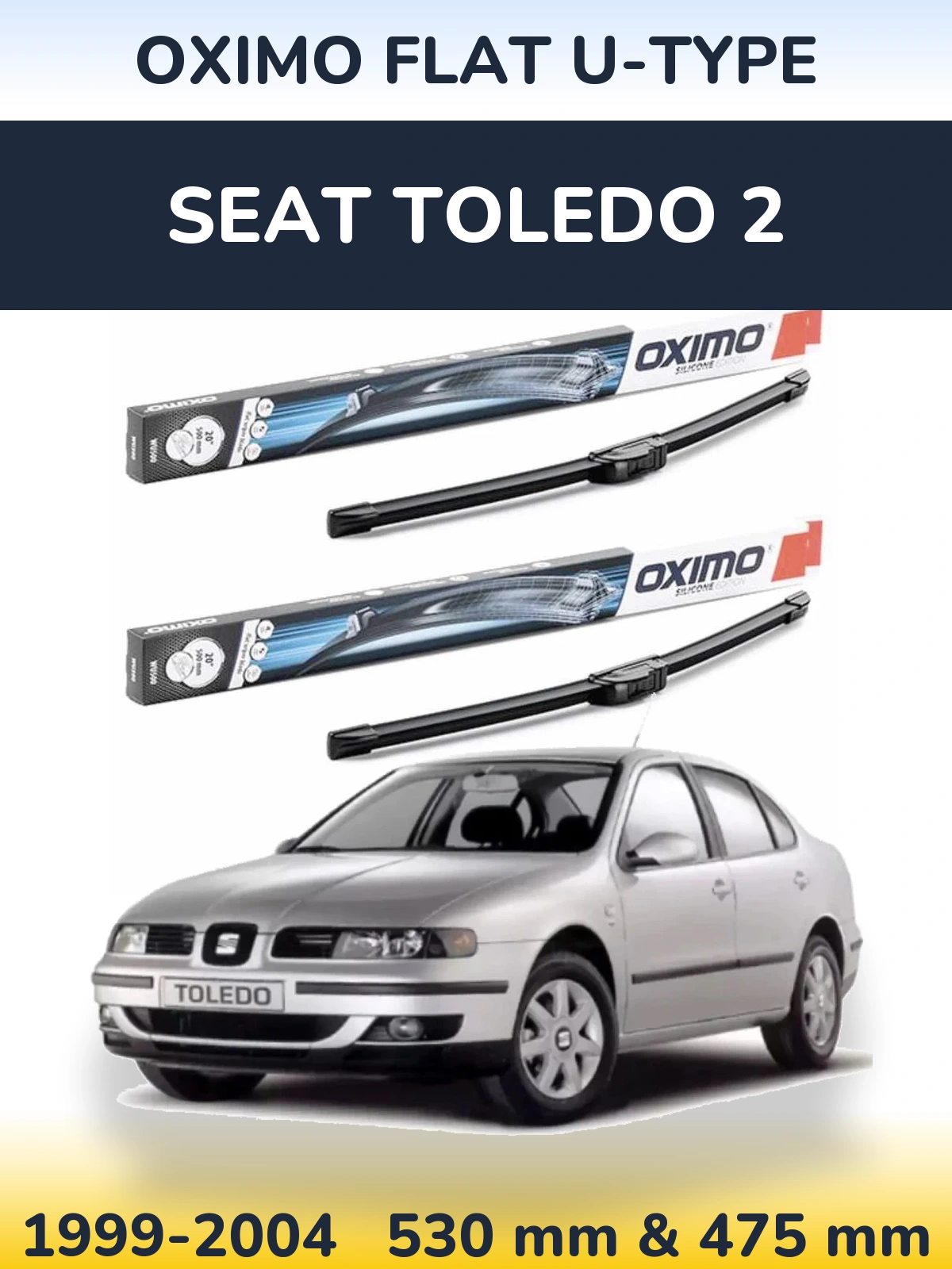 Комплект передних дворников Oximo Flat U-type 530 & 475 мм для SEAT Toledo 2 1999-2004