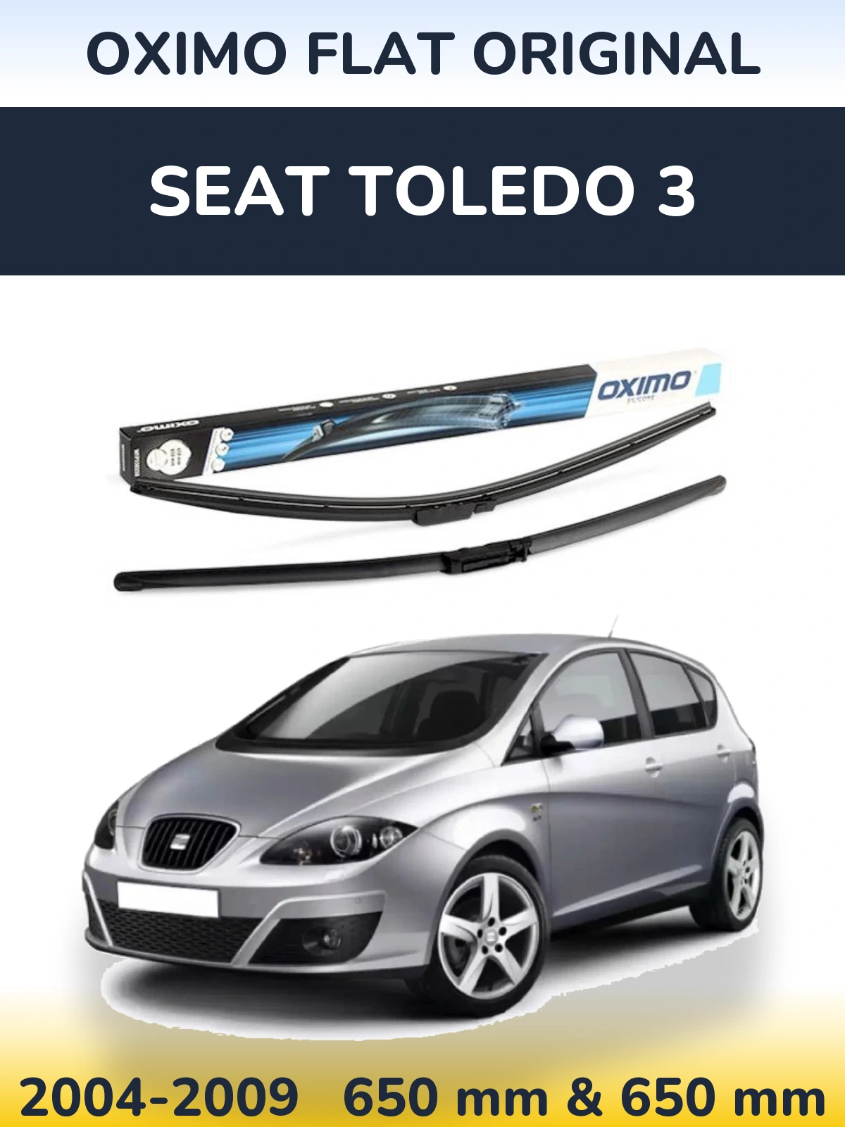 Комплект передних дворников Oximo Flat Original 650 & 650 мм для SEAT Toledo 3 2004-2009