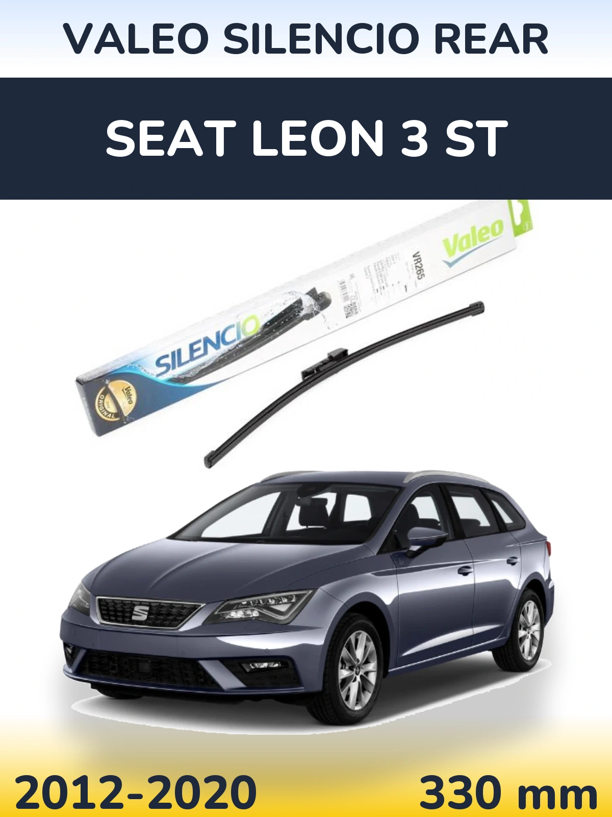 Rear wiper blade Valeo Silencio Rear 335 mm for SEAT Leon 3 ST 2012-2020
