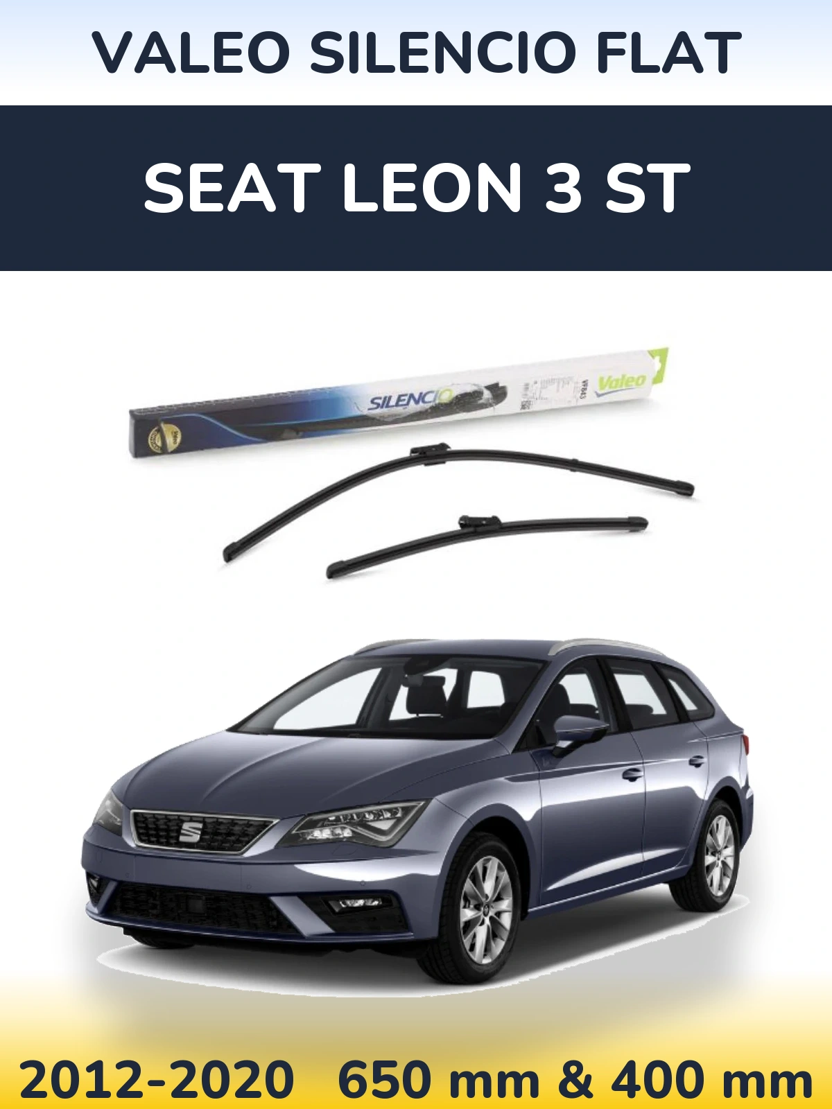 Комплект передних дворников Valeo Silencio Flat 650 & 400 мм для SEAT Leon 3 ST 2012-2020