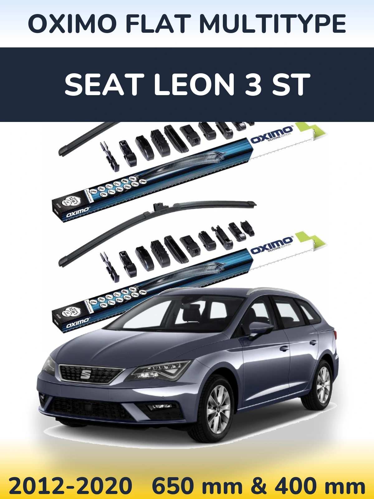 Комплект передних дворников Oximo Flat MultiТипe 650 & 400 мм для SEAT Leon 3 ST 2012-2020