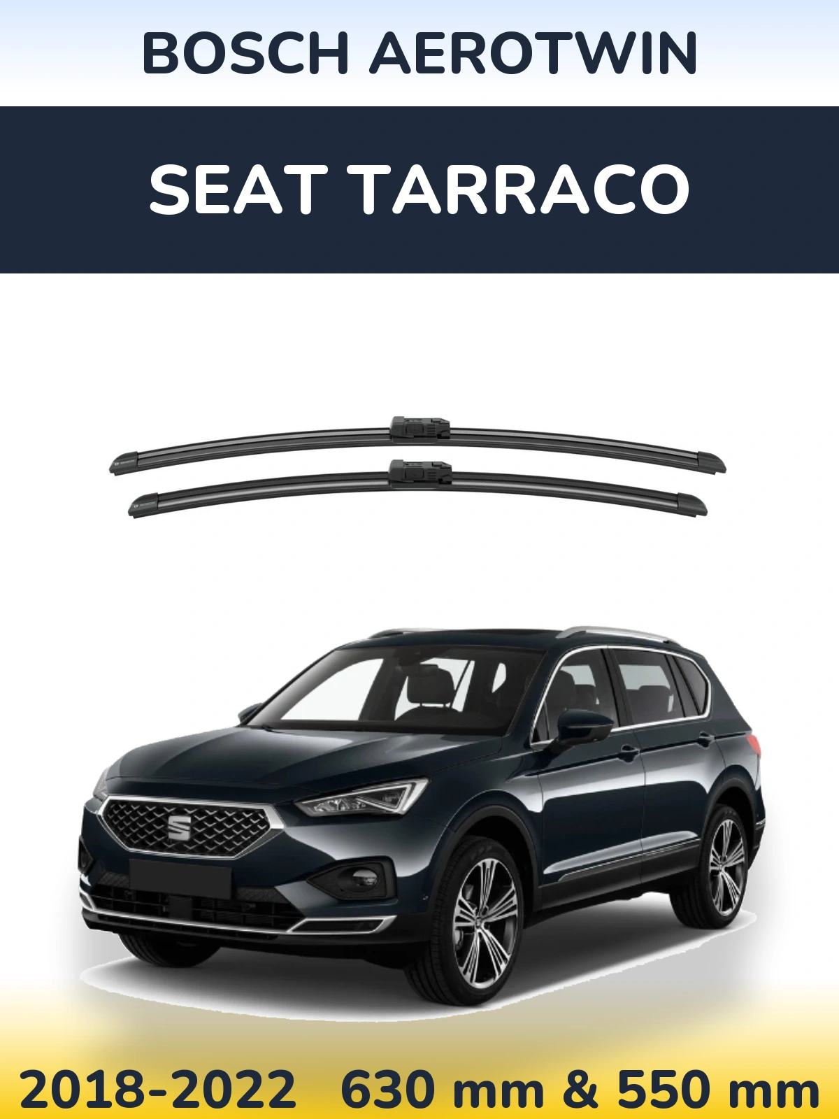 Комплект передних дворников BOSCH AeroTwin 625 & 550 мм для SEAT Tarraco 2018-2022