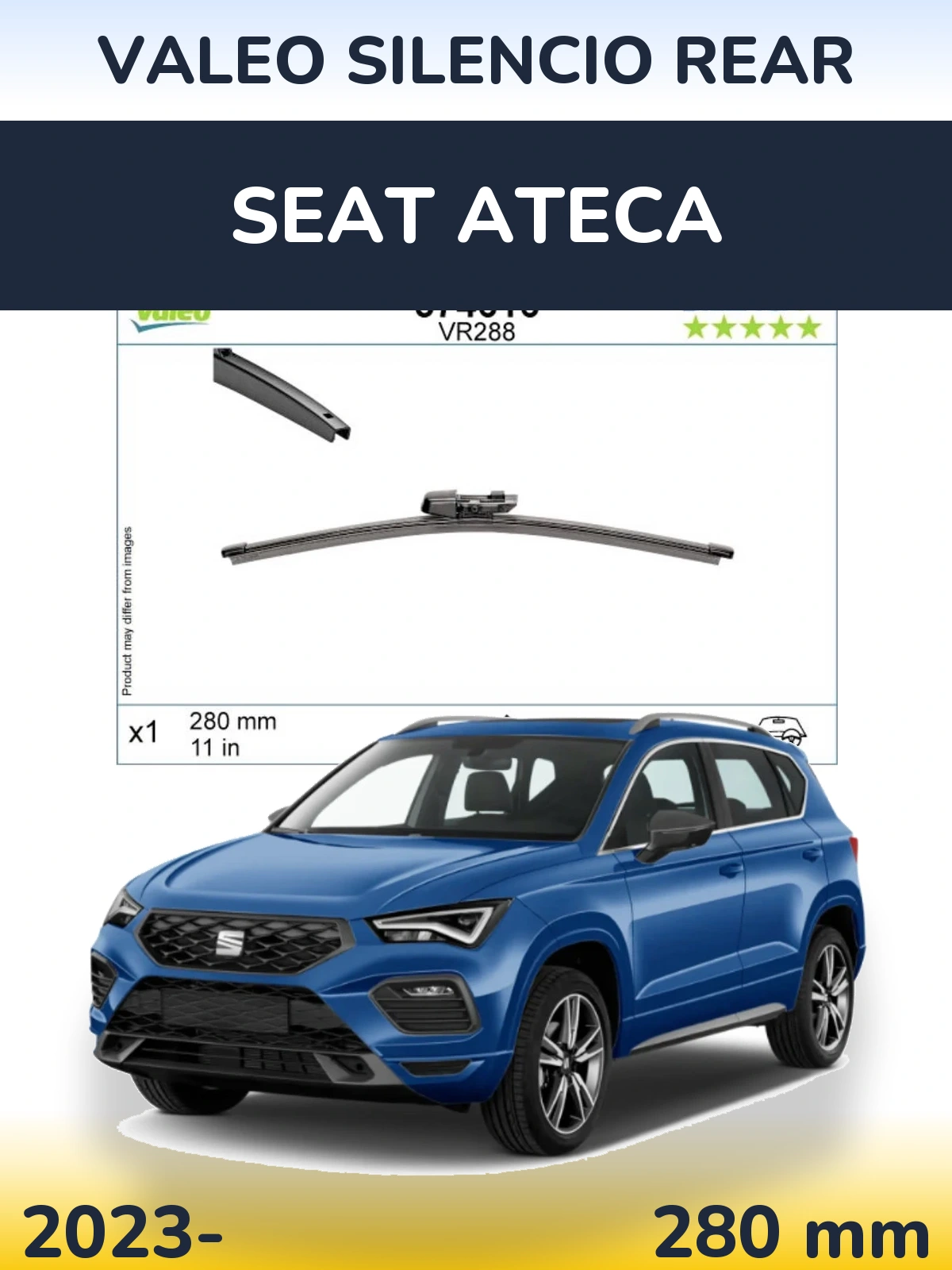 Rear wiper blade Valeo Silencio Rear 280 mm for SEAT Ateca 2023-2026