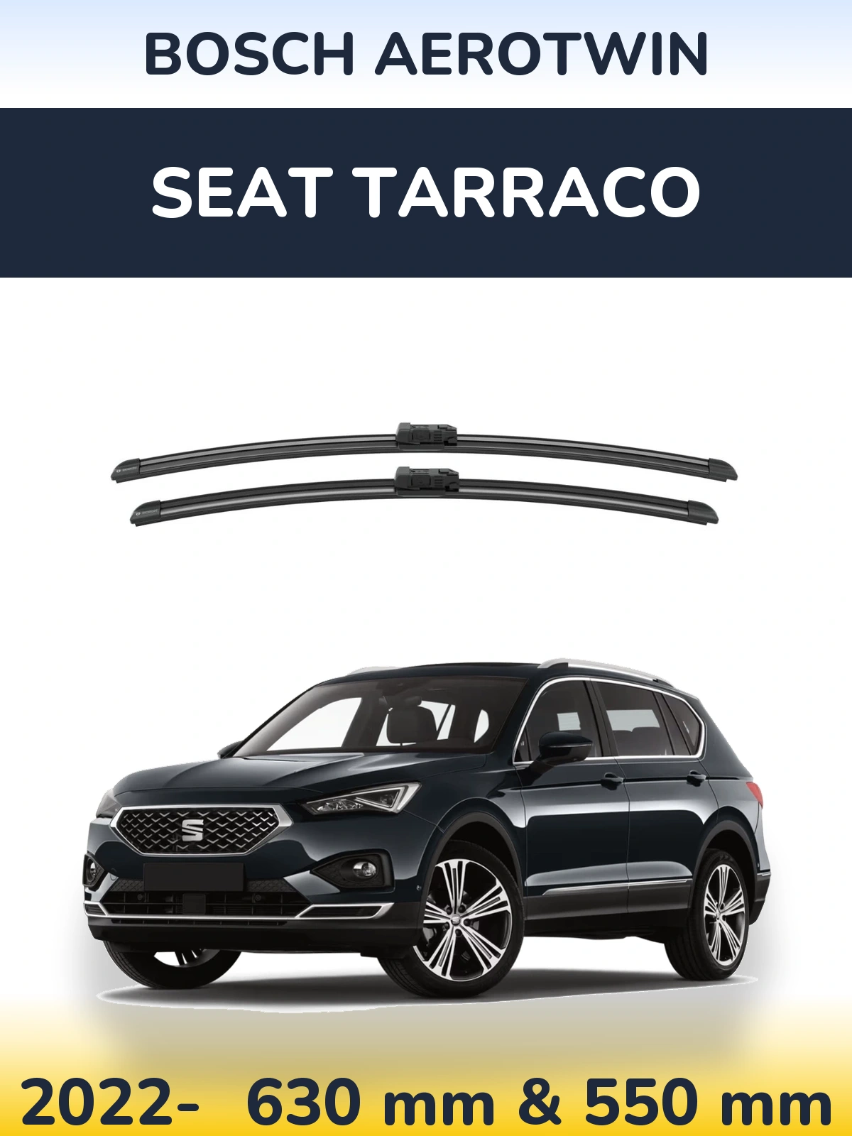 Front wiper blade set BOSCH AeroTwin 625 & 550 mm for SEAT Tarraco 2022-2026