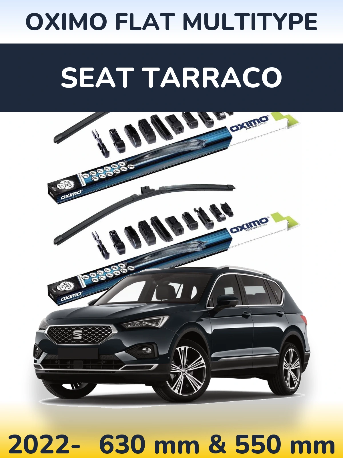 Front wiper blade set Oximo Flat MultiTipse 600 & 550 mm for SEAT Tarraco 2022-2026