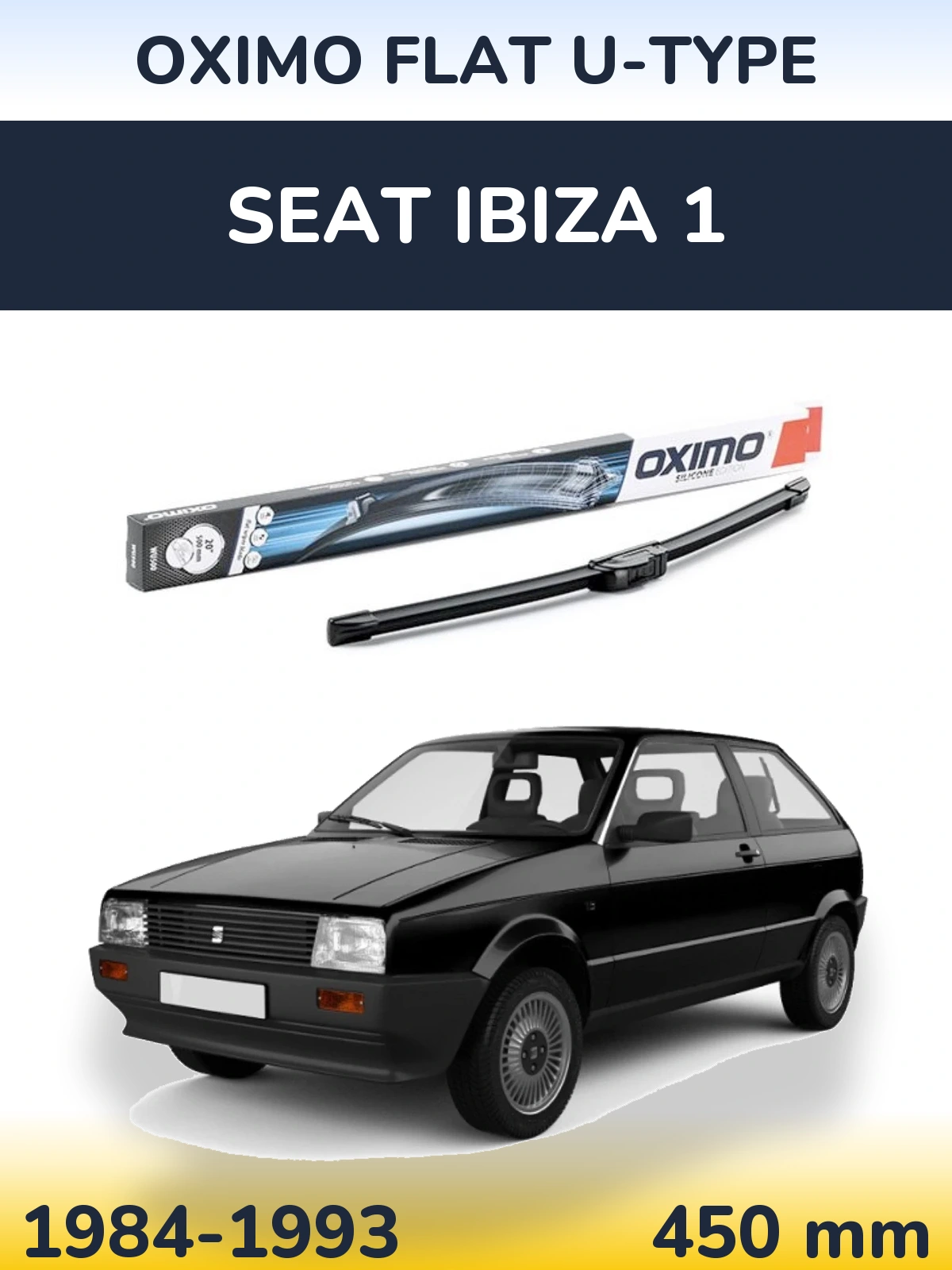 Front wiper blade Oximo Flat U-type 450 mm for SEAT Ibiza 1 1984-1993