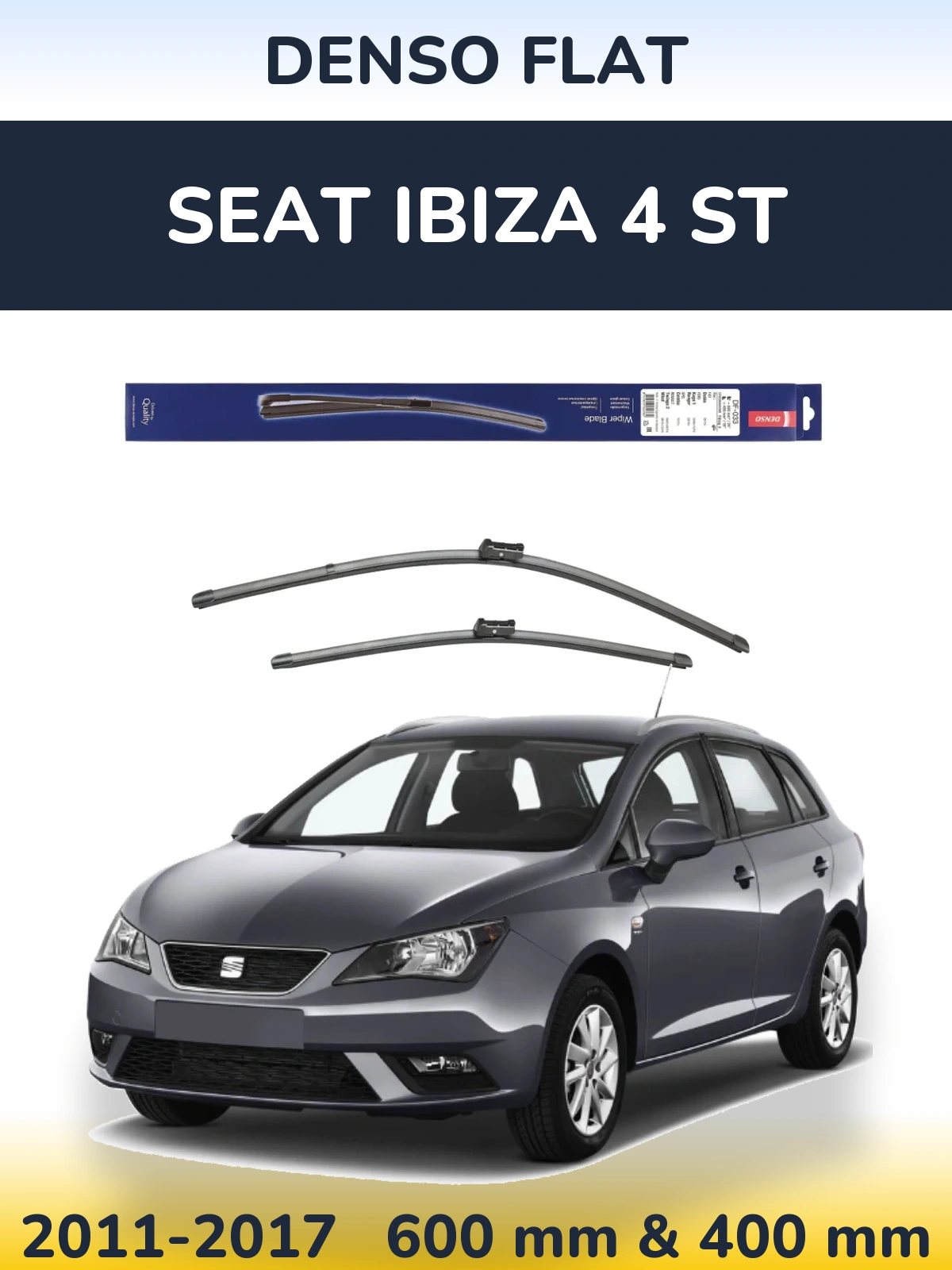 Комплект передних дворников Denso Flat 600 & 400 мм для SEAT Ibiza 4 ST 2011-2017