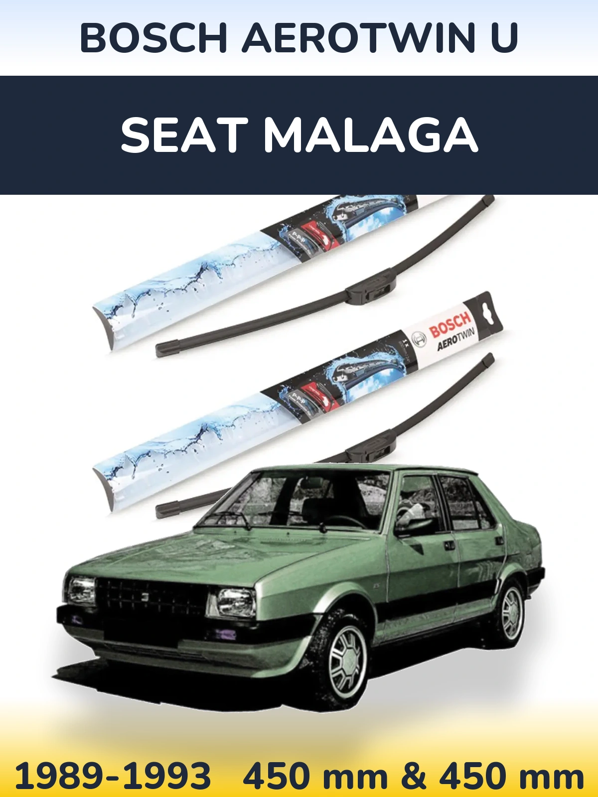 Комплект передних дворников BOSCH AeroTwin U 450 & 450 мм для SEAT Malaga 1989-1993