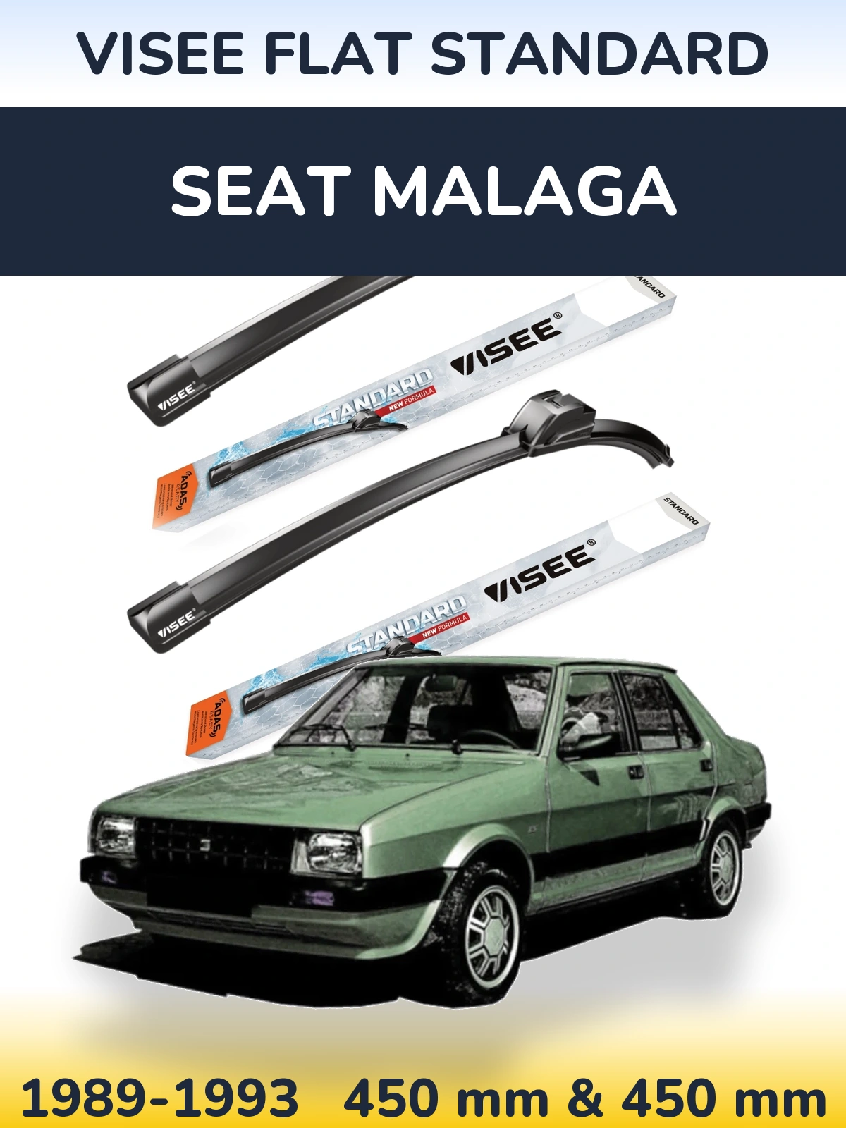 Комплект передних дворников VISEE FLAT STANDARD 450 & 450 мм для SEAT Malaga 1989-1993
