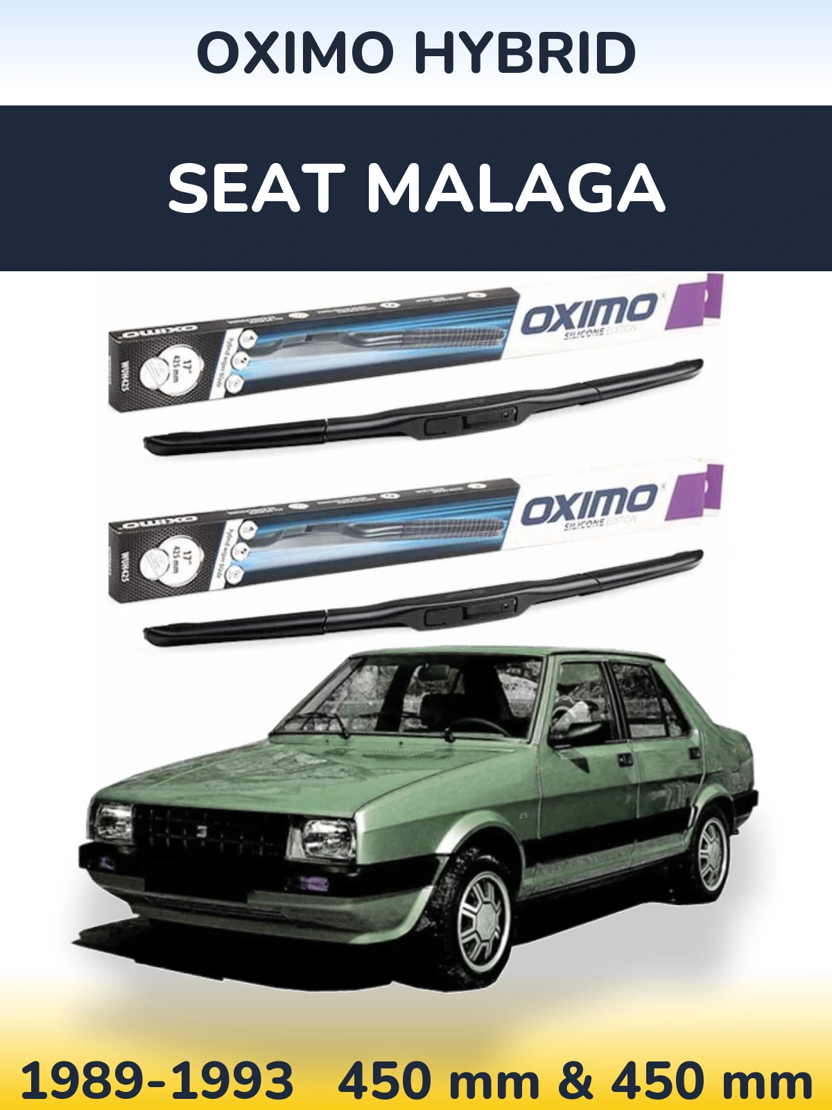 Комплект передних дворников Oximo Hybrid 450 & 450 мм для SEAT Malaga 1989-1993