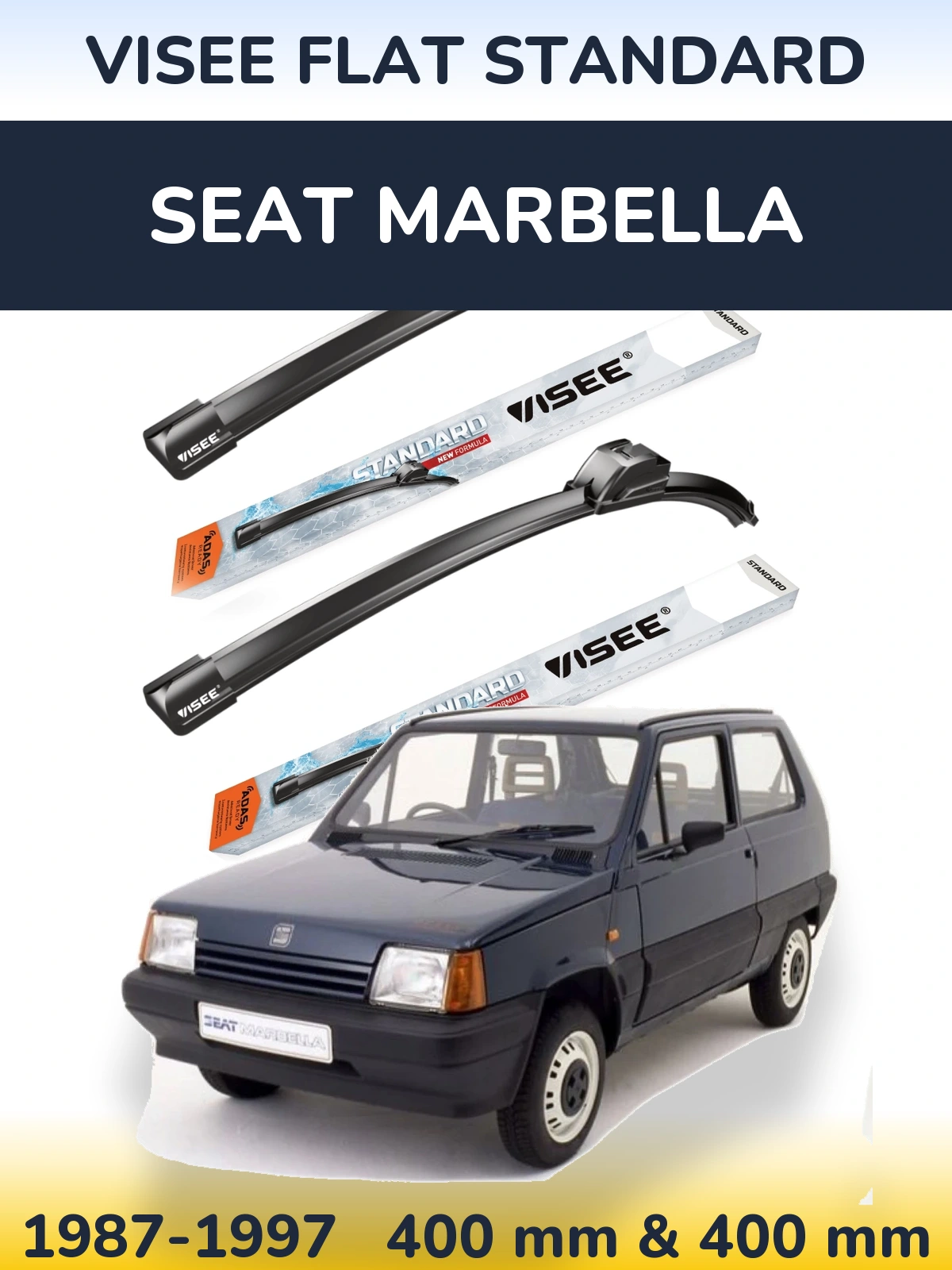 Комплект передніх щіток VISEE FLAT STANDARD 400 & 400 мм для SEAT Marbella 1987-1997