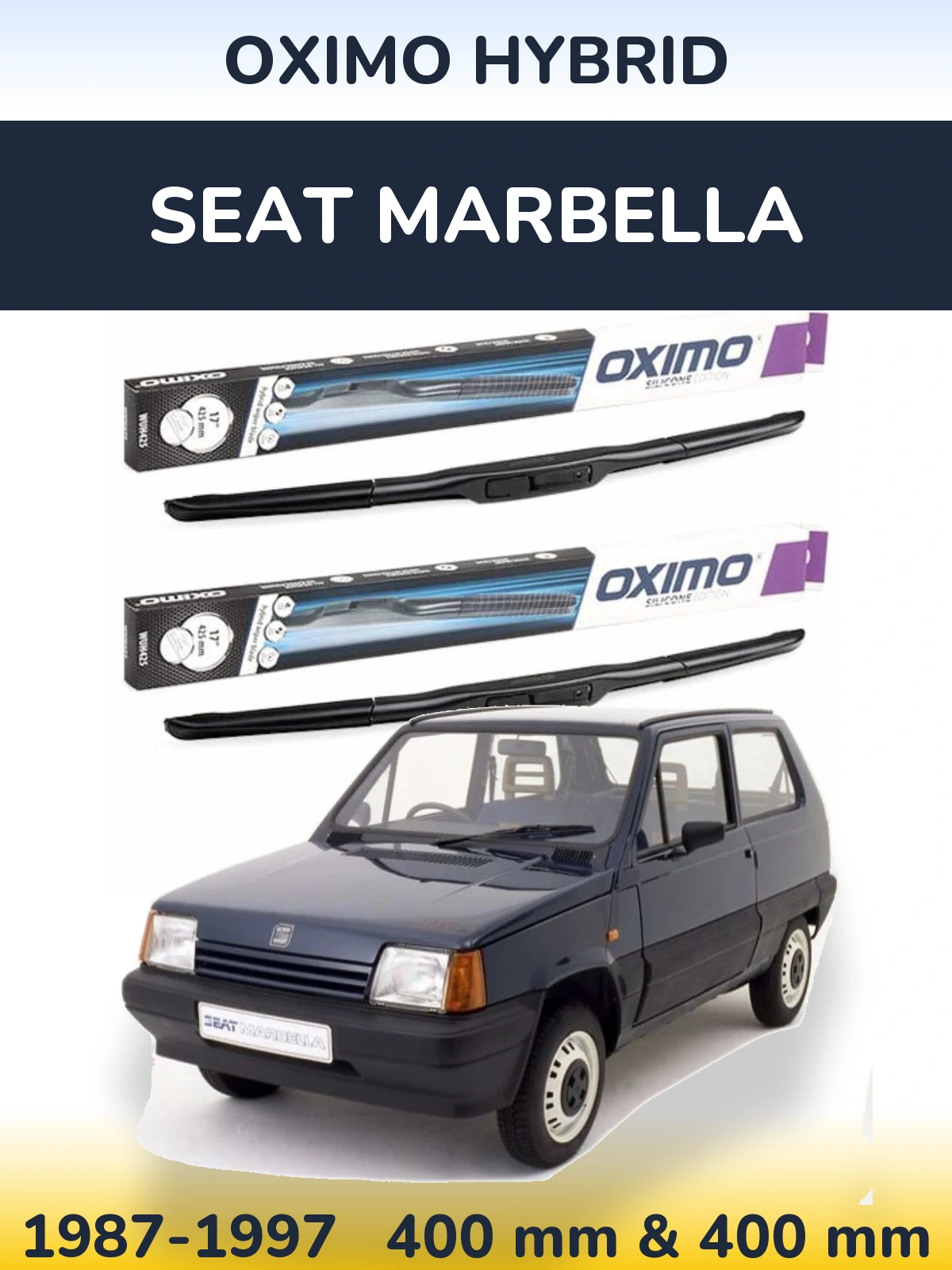 Front wiper blade set Oximo Hybrid 400 & 400 mm for SEAT Marbella 1987-1997
