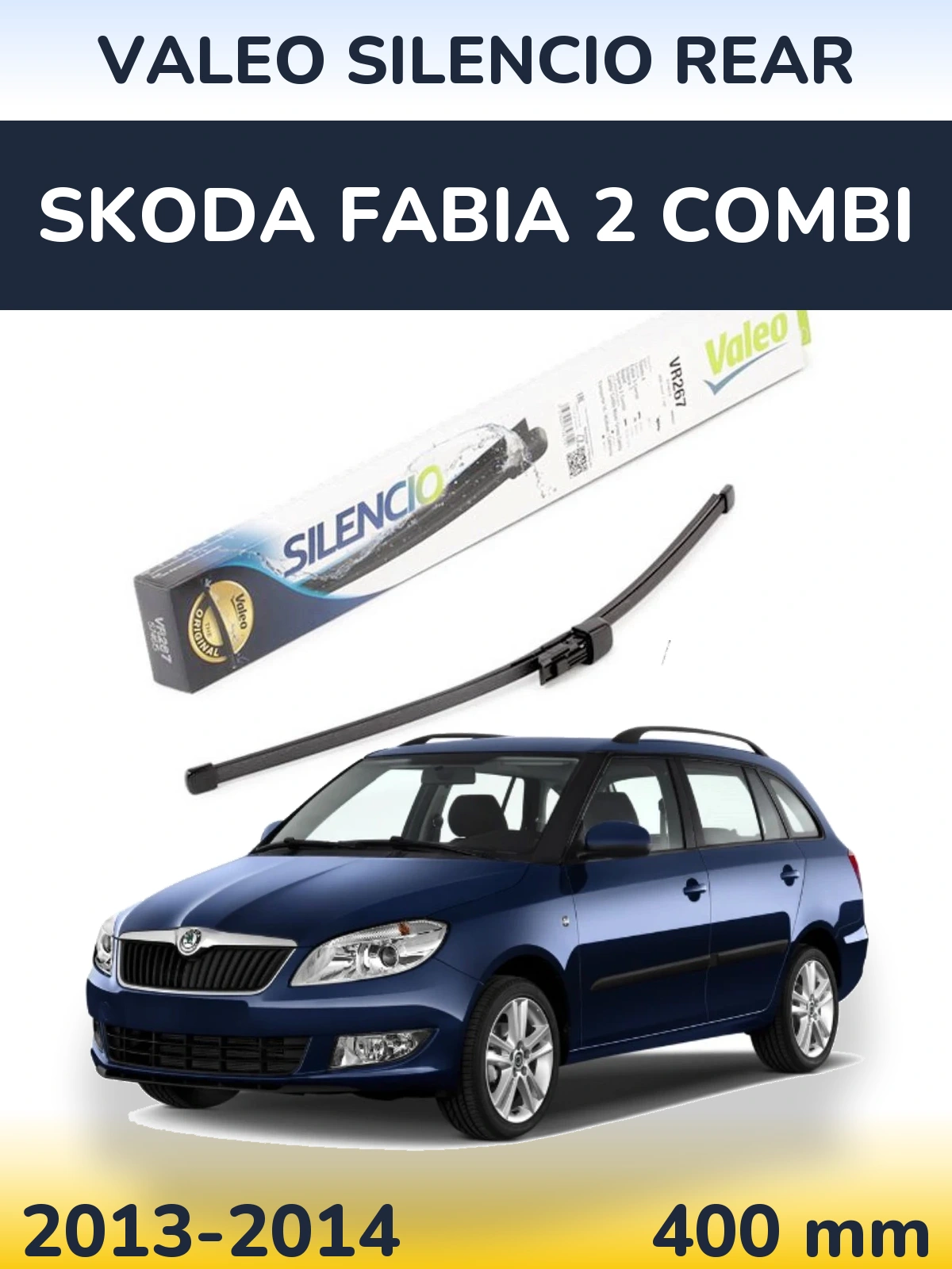 Rear wiper blade Valeo Silencio Rear 400 mm for Skoda Fabia 2 Combi 2013-2014