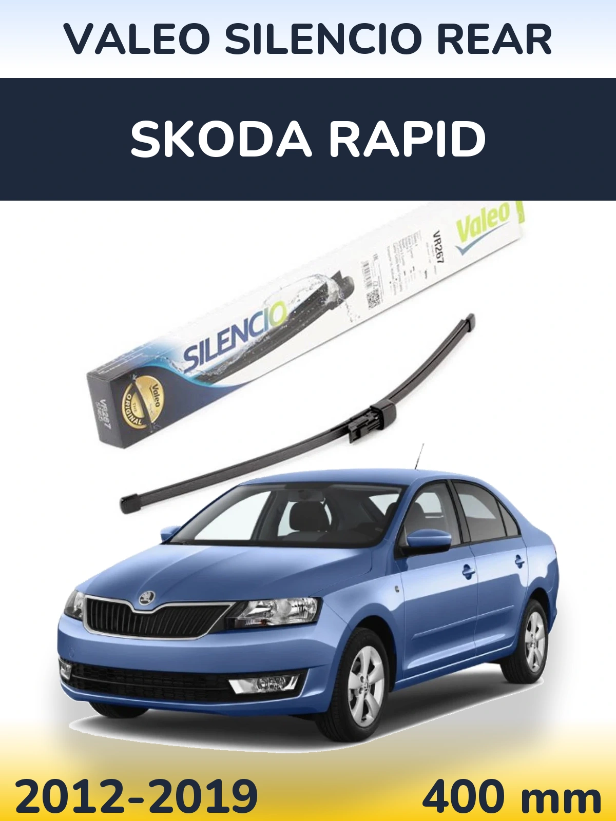 Rear wiper blade Valeo Silencio Rear 400 mm for Skoda Rapid 2012-2019