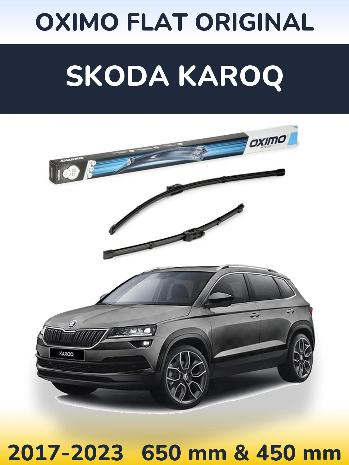 Комплект передних дворников Oximo Flat Original 650 & 450 мм для Skoda Karoq 2017-2023