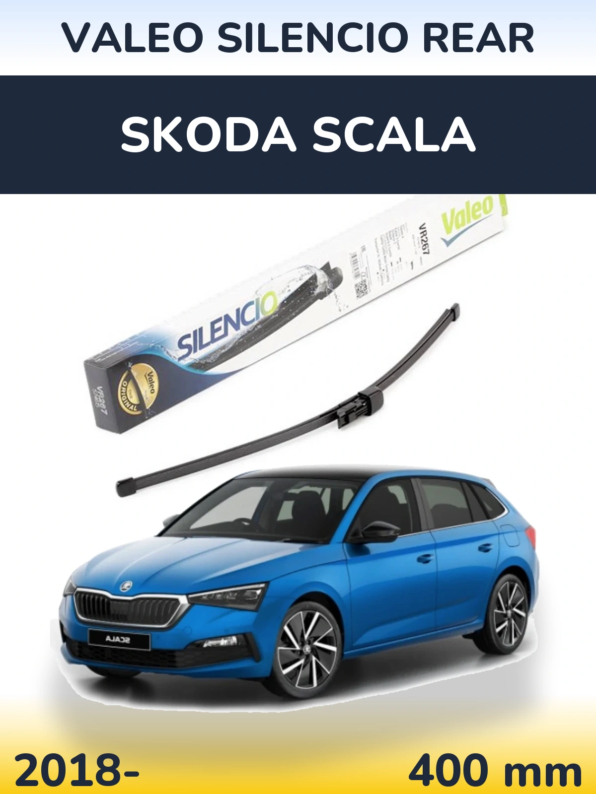 Rear wiper blade Valeo Silencio Rear 400 mm for Skoda Scala 2018-2026