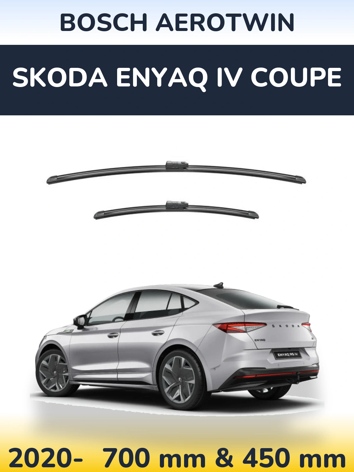 Комплект передних дворников BOSCH AeroTwin 700 & 450 мм для Skoda Enyaq iV Coupe 2020-2026