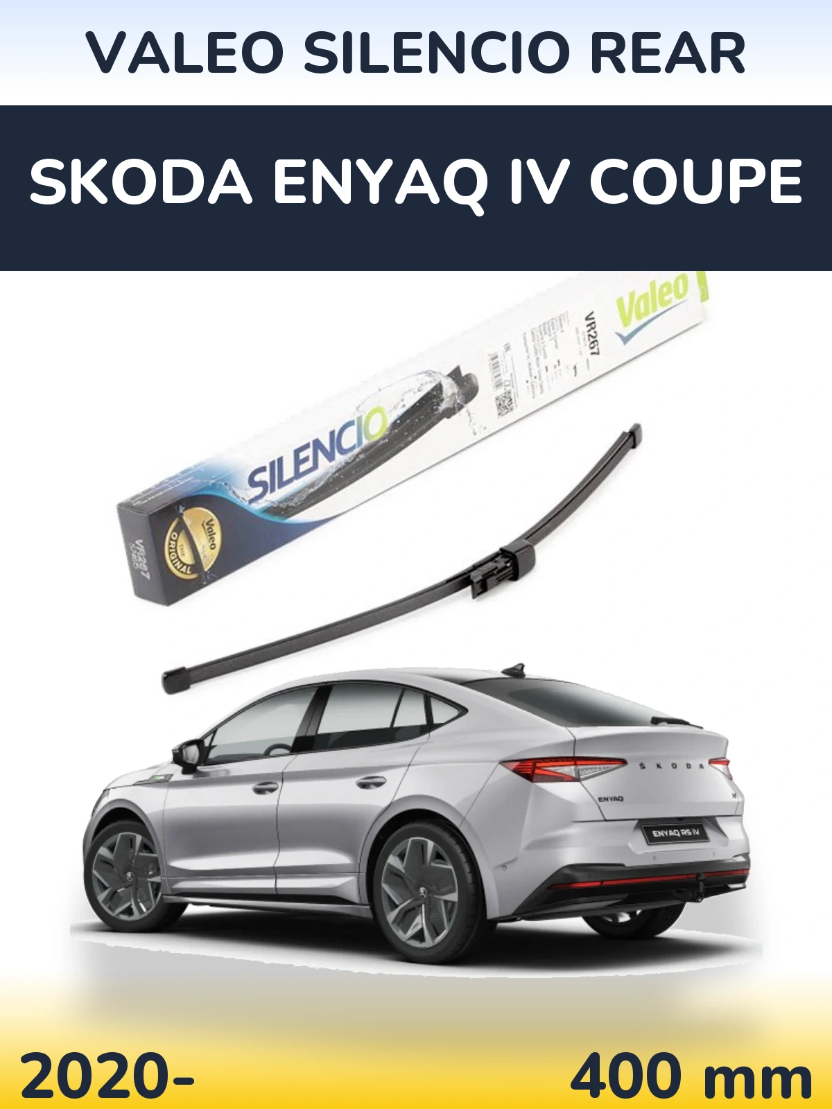 Rear wiper blade Valeo Silencio Rear 400 mm for Skoda Enyaq iV Coupe 2020-2026