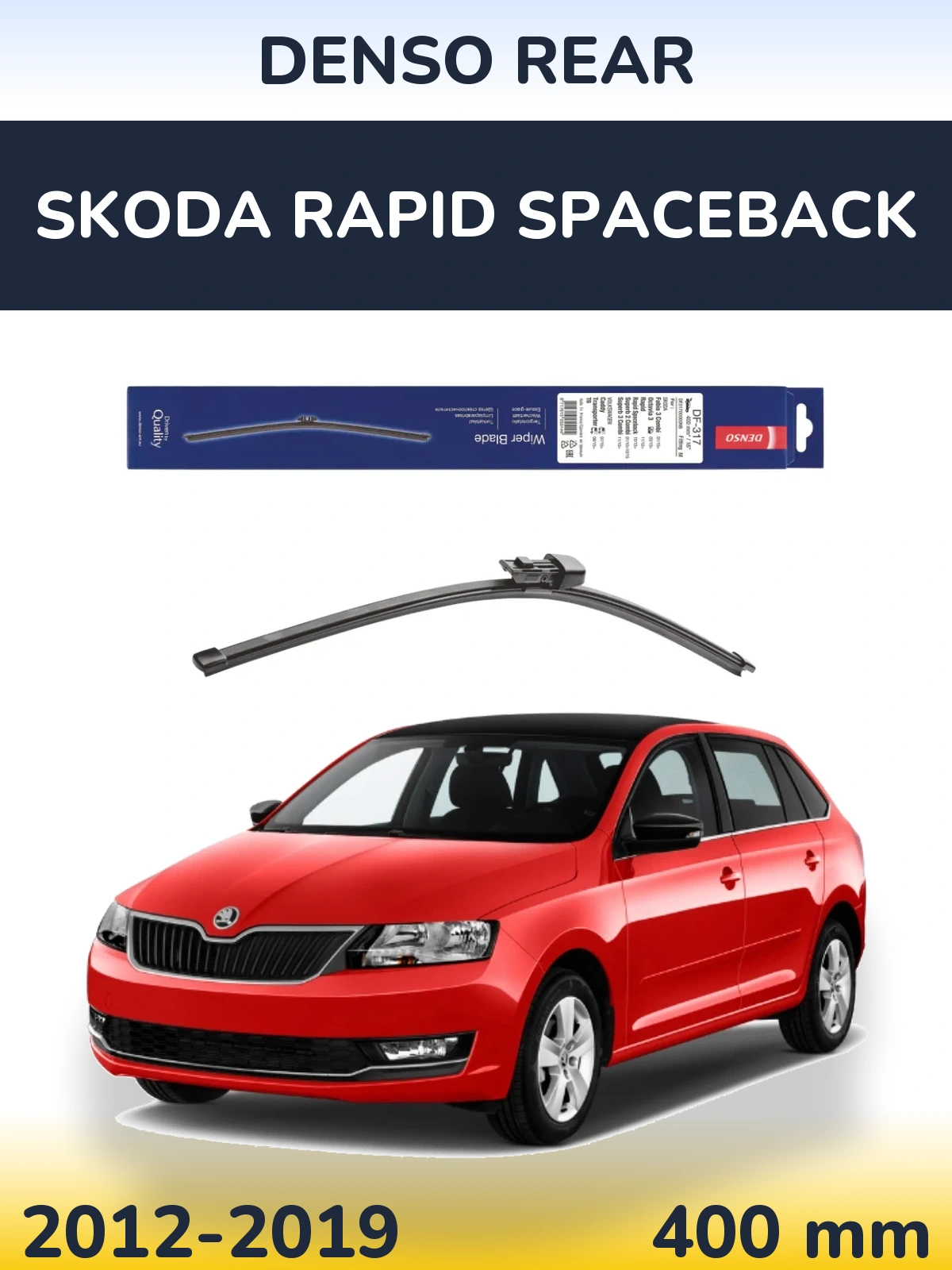 Rear wiper blade Denso Rear 400 mm for Skoda Rapid Spaceback 2012-2019