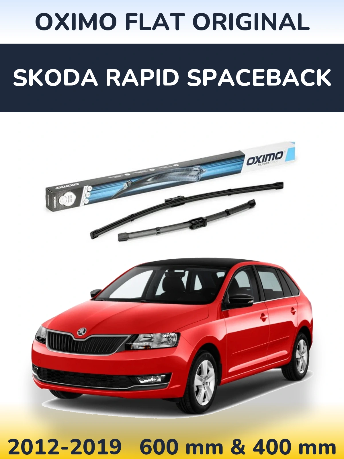 Front wiper blade set Oximo Flat Original 600 & 400 mm for Skoda Rapid Spaceback 2012-2019