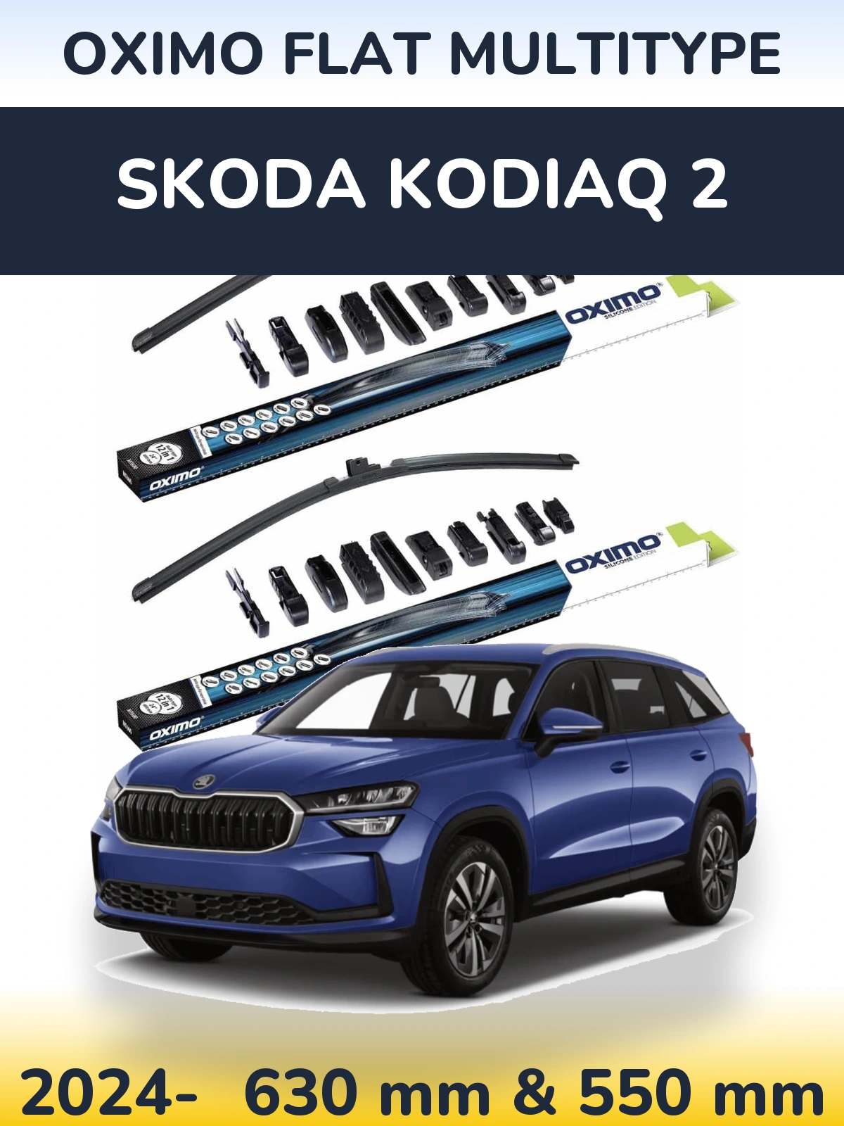 Front wiper blade set Oximo Flat MultiTipse 600 & 550 mm for Skoda Kodiaq 2 2024-2026