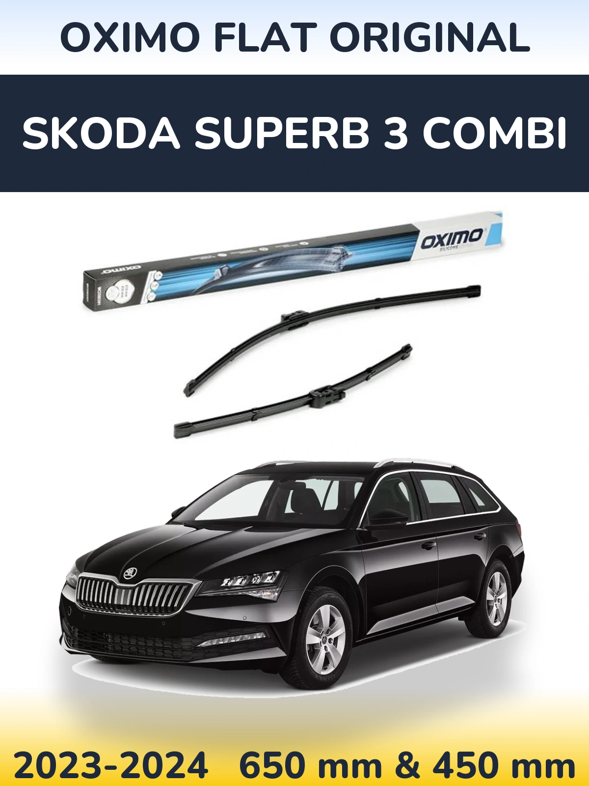 Комплект передних дворников Oximo Flat Original 650 & 450 мм для Skoda Superb 3 Combi 2023-2024