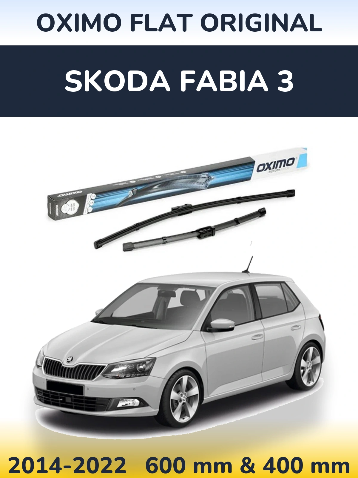 Комплект передніх щіток Oximo Flat Original 600 & 400 мм для Skoda Fabia 3 2014-2022