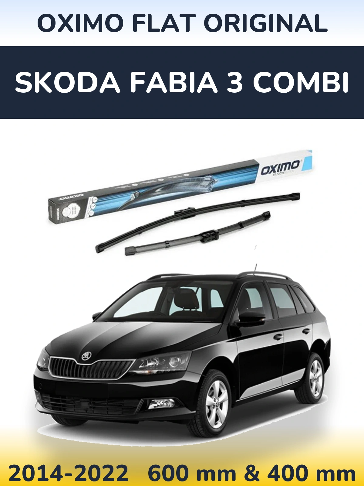 Front wiper blade set Oximo Flat Original 600 & 400 mm for Skoda Fabia 3 Combi 2014-2022