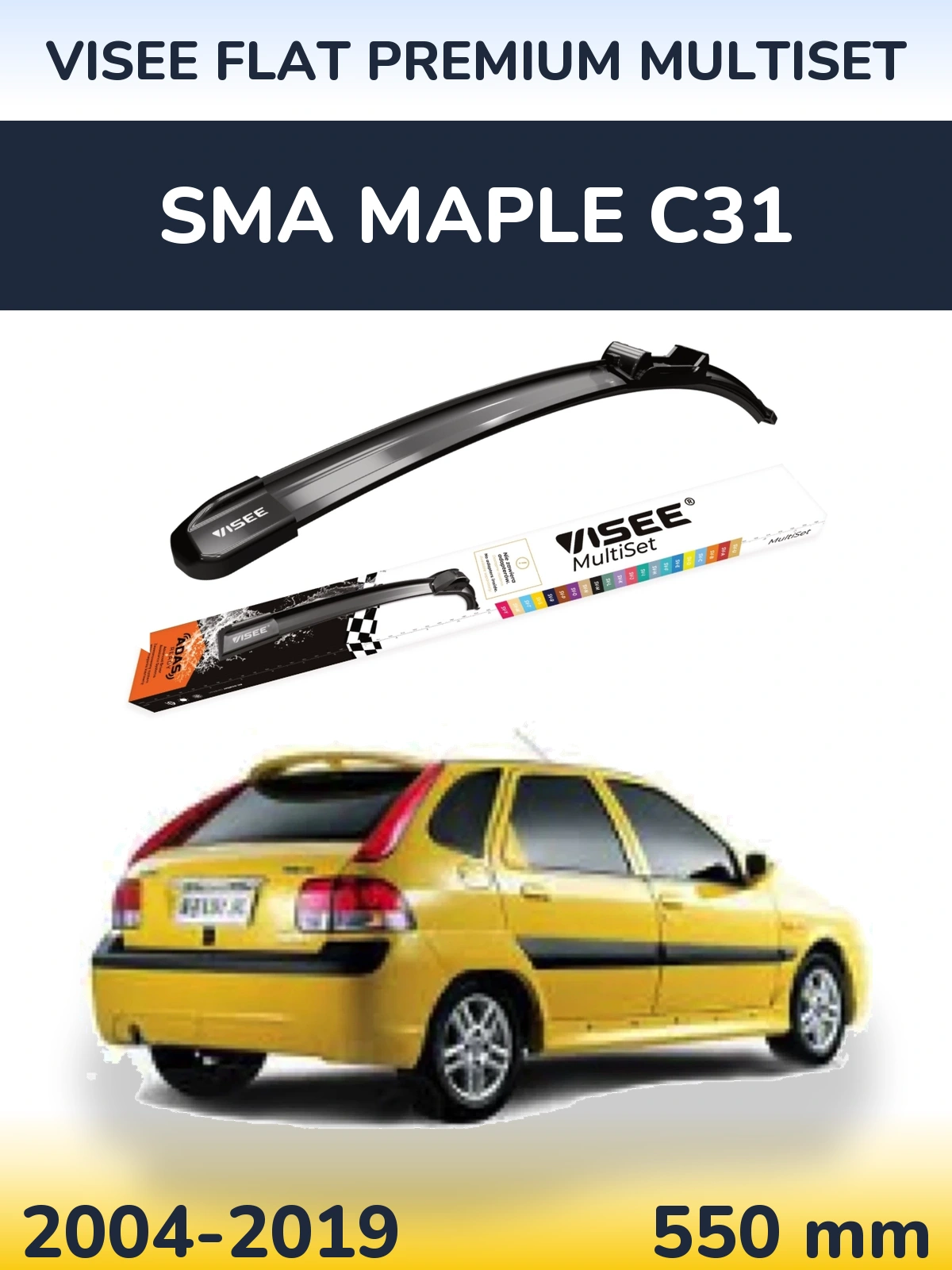 Front wiper blade VISEE FLAT PREMIUM MultiSet 550 mm for SMA Maple C31 2004-2019