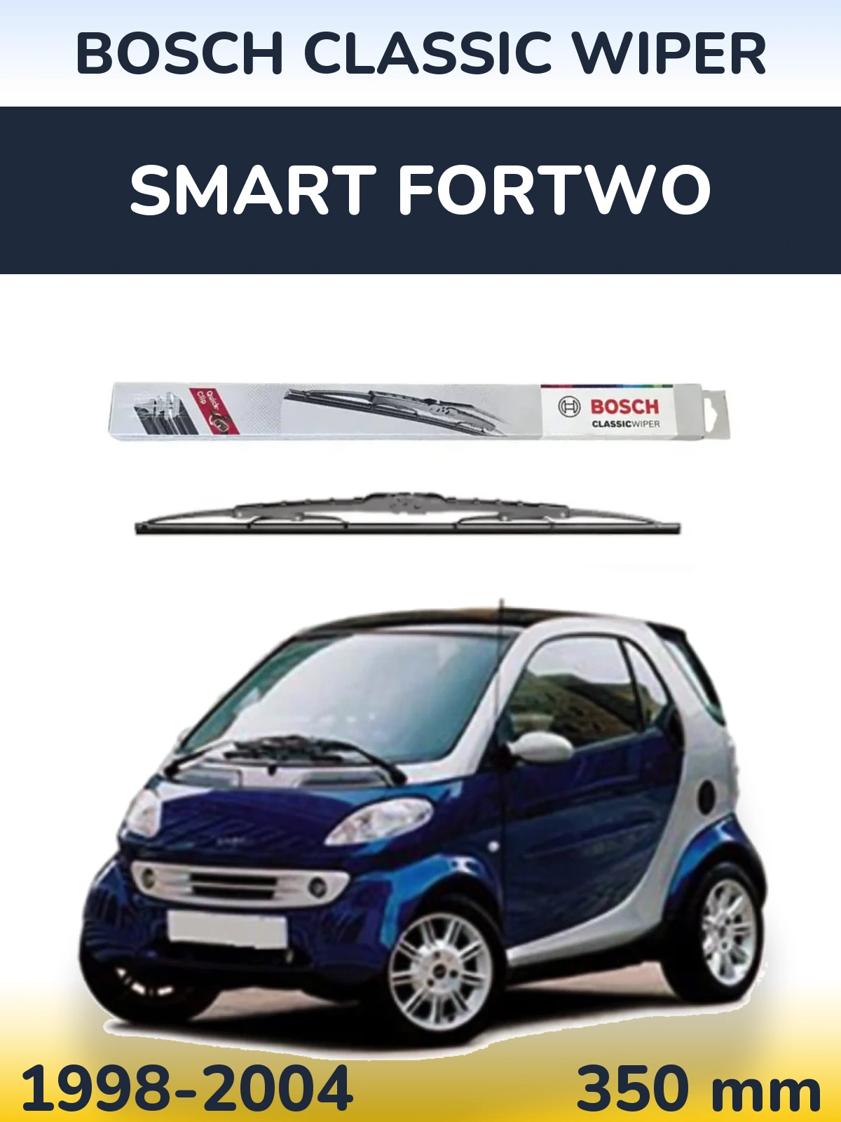 Rear wiper blade BOSCH Classic Wiper 340 mm for Smart Fortwo 1998-2004