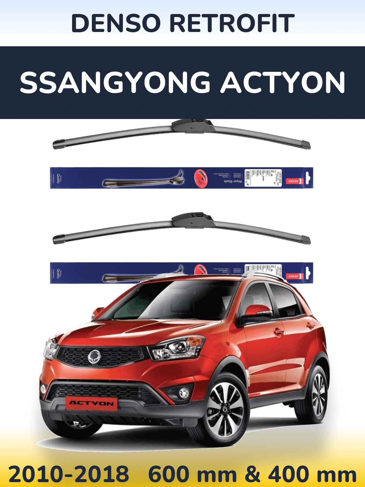 Комплект передних дворников Denso Retrofit 600 & 400 мм для SsangYong Actyon 2010-2018