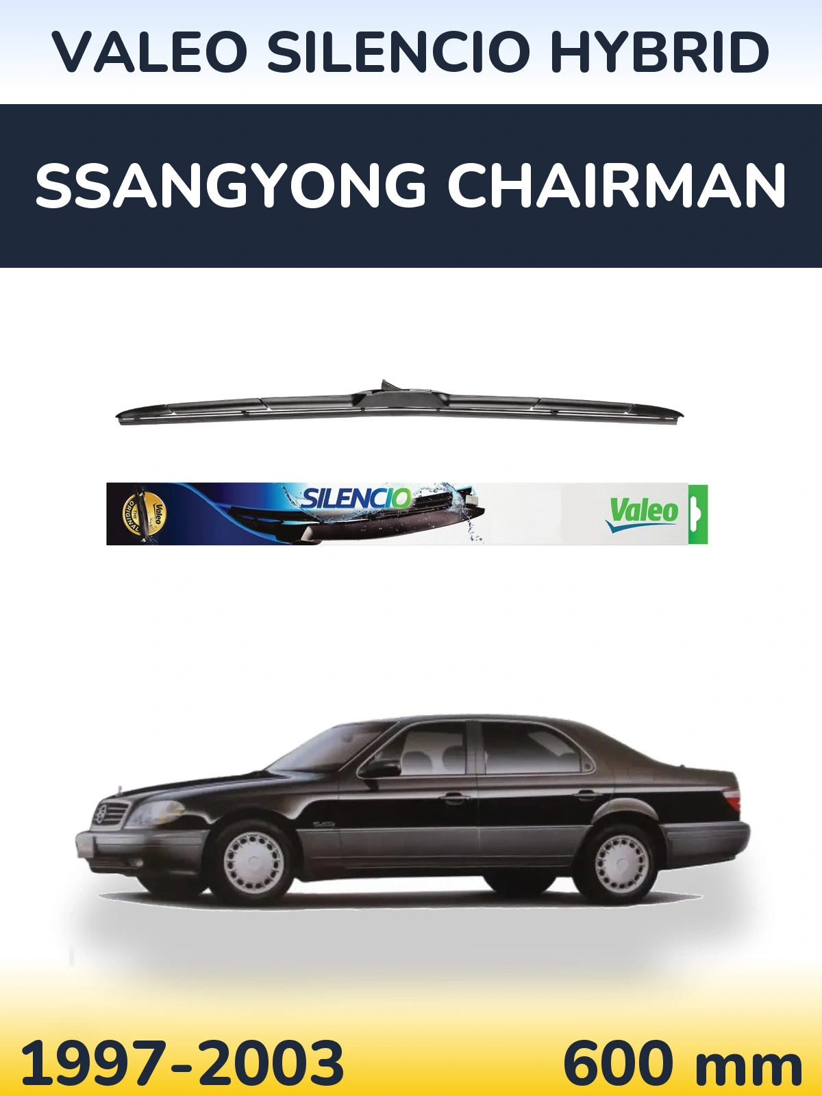 Передня щітка Valeo Silencio Hybrid 600 мм для SsangYong Chairman 1997-2003