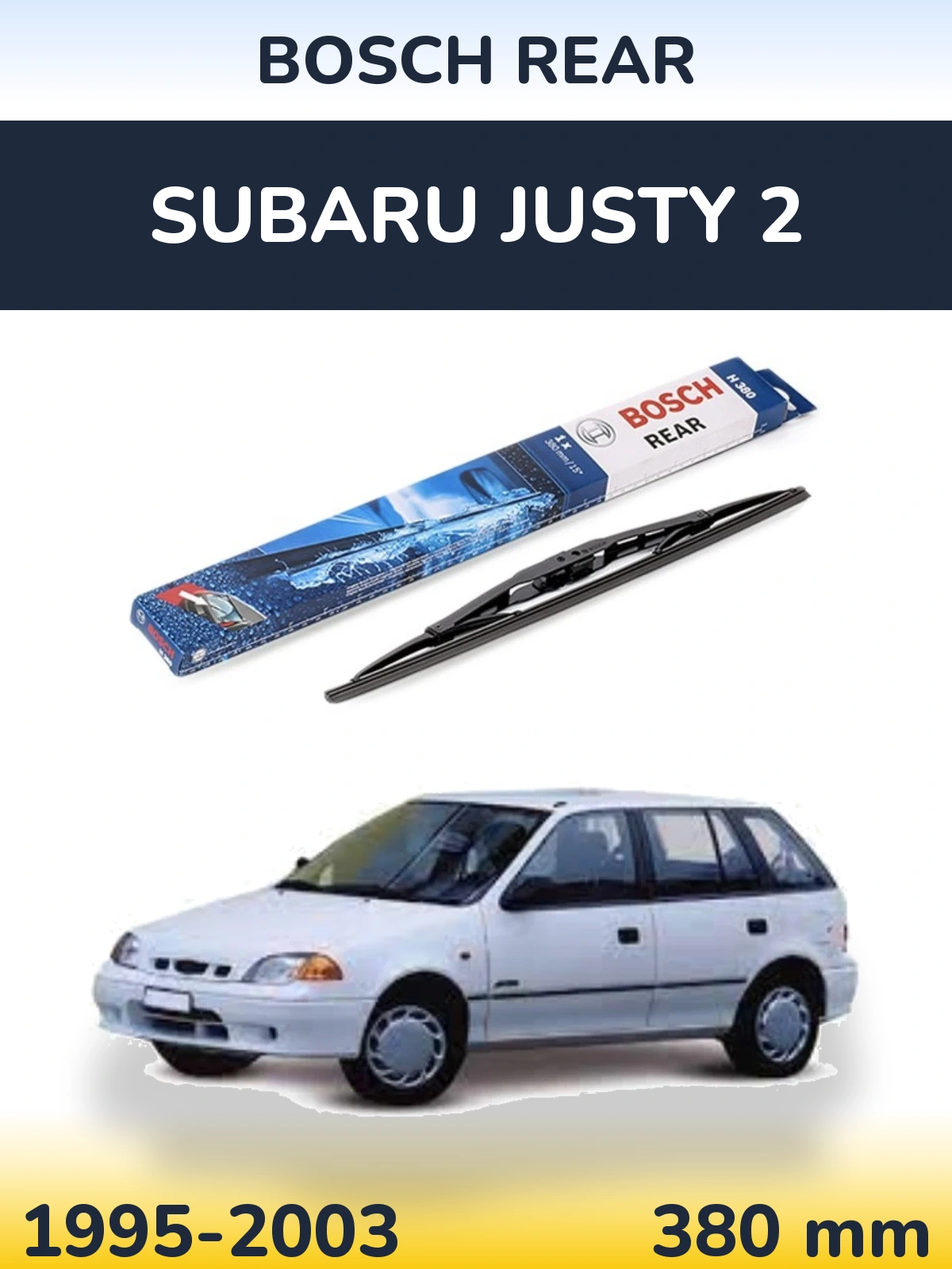 Rear wiper blade BOSCH Rear 380 mm for Subaru Justy 2 1995-2003