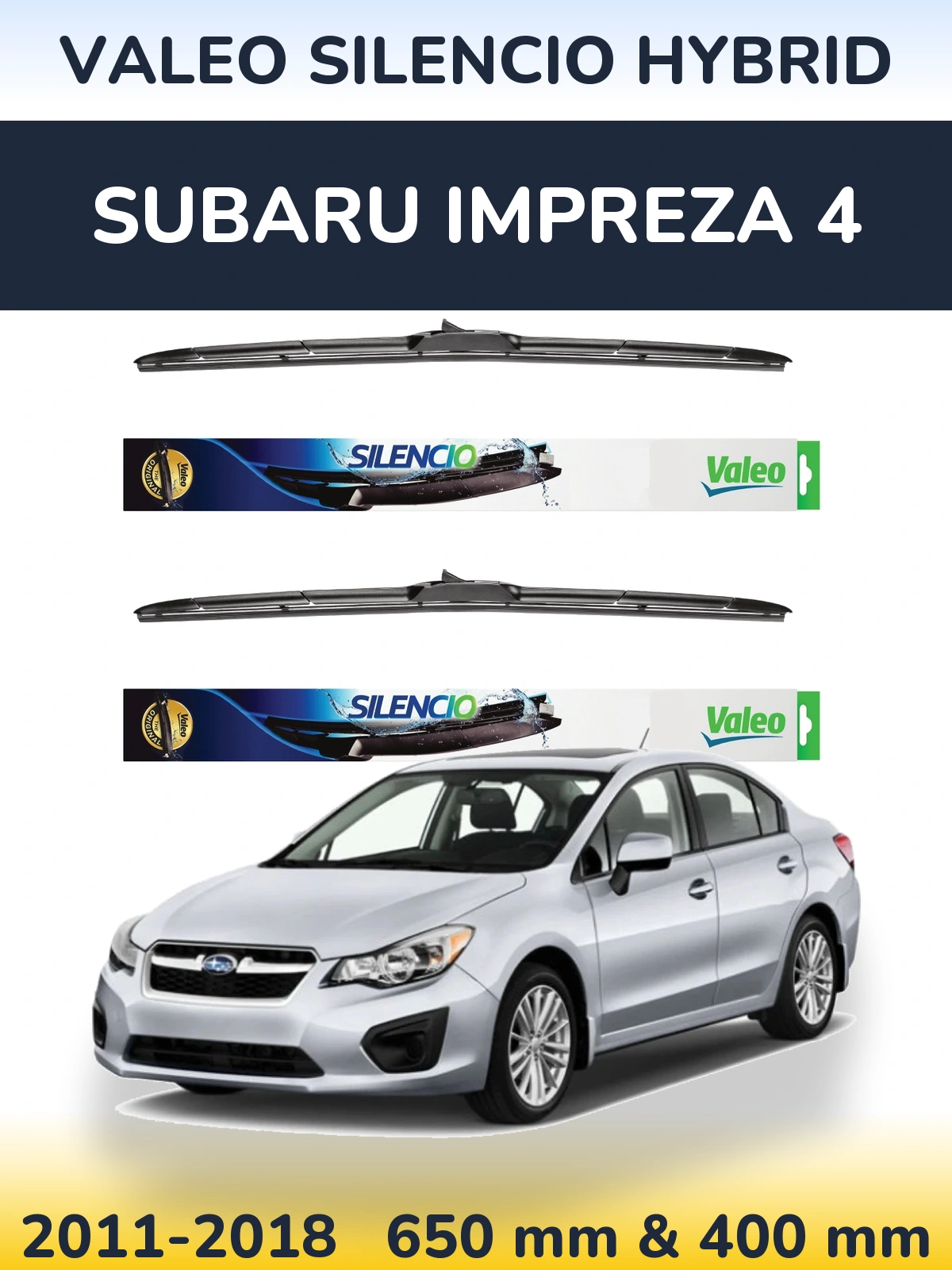 Комплект передних дворников Valeo Silencio Hybrid 650 & 400 мм для Subaru Impreza 4 2011-2018