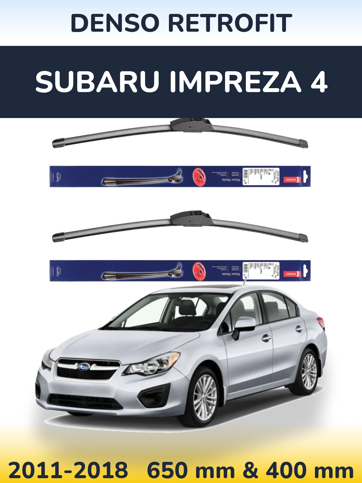 Комплект передних дворников Denso Retrofit 650 & 400 мм для Subaru Impreza 4 2011-2018
