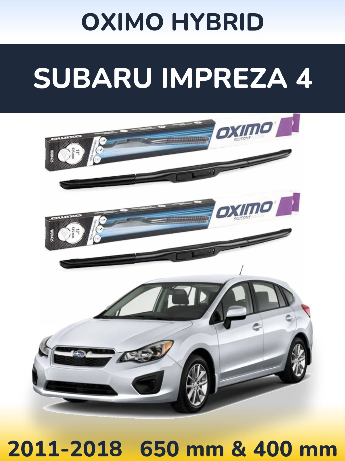 Front wiper blade set Oximo Hybrid 650 & 400 mm for Subaru Impreza 4 2011-2018