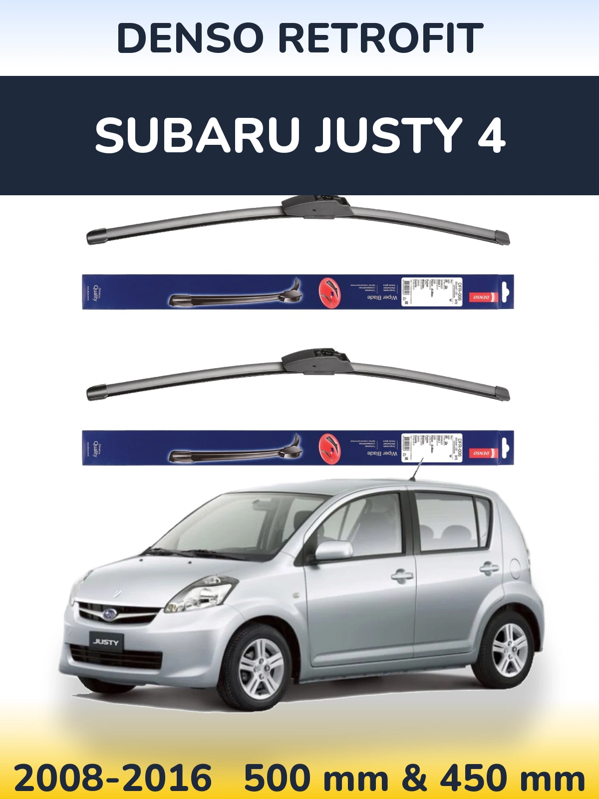 Комплект передних дворников Denso Retrofit 500 & 450 мм для Subaru Justy 4 2008-2016